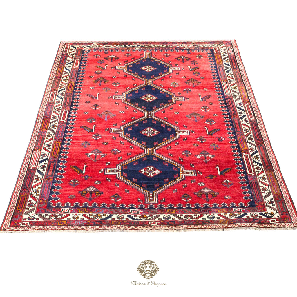 Alfombra persa Qashqai Shiraz | Diseño geométrico tribal teñido natural