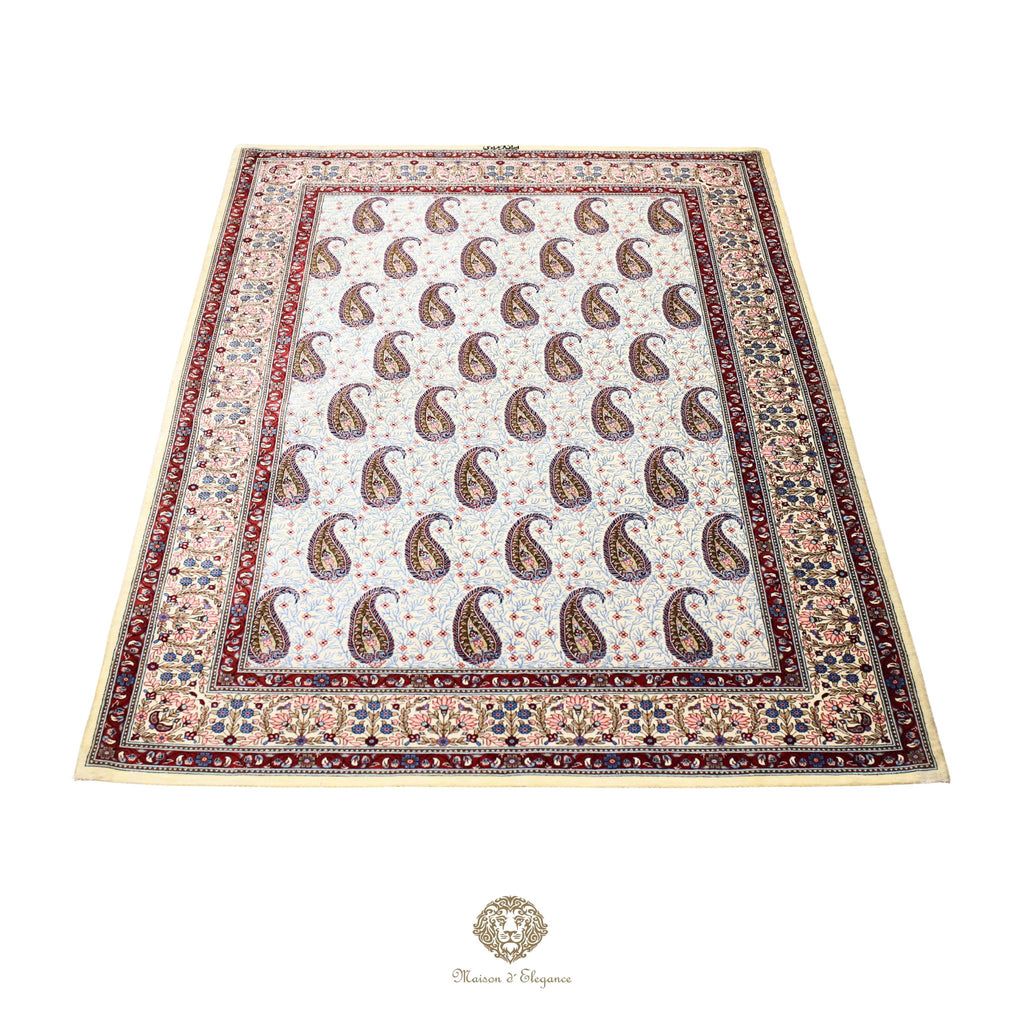 Alfombra persa de seda pura, anudada a mano, teñida con tintes naturales, | obra maestra con diseño floral integral, firmada, 101 x 156 cm
