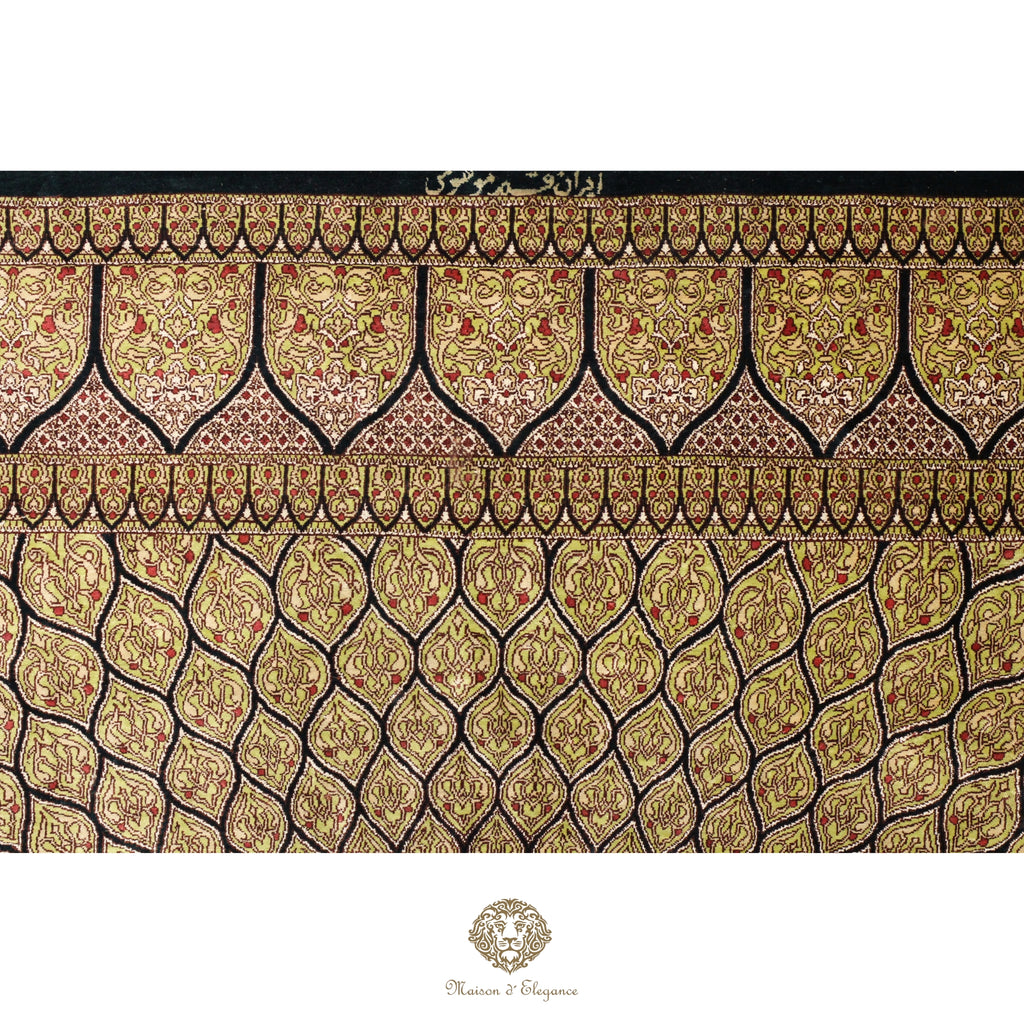 Alfombra persa exclusiva de seda pura, anudada a mano, teñida de forma natural, obra maestra de alta gama, firmada, 131x208 cm