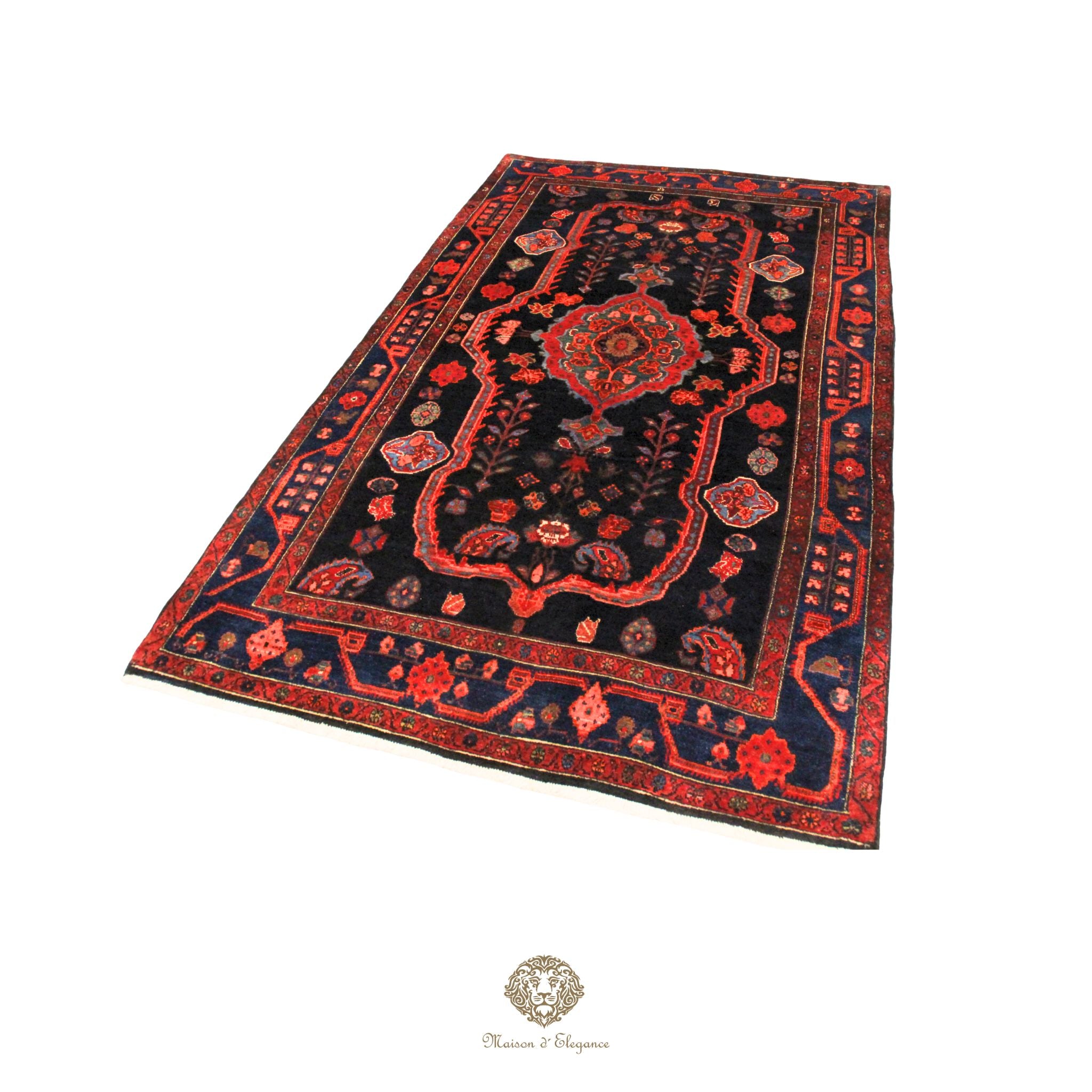 Alfombra persa Hamedan | Diseño tribal de lana teñida natural