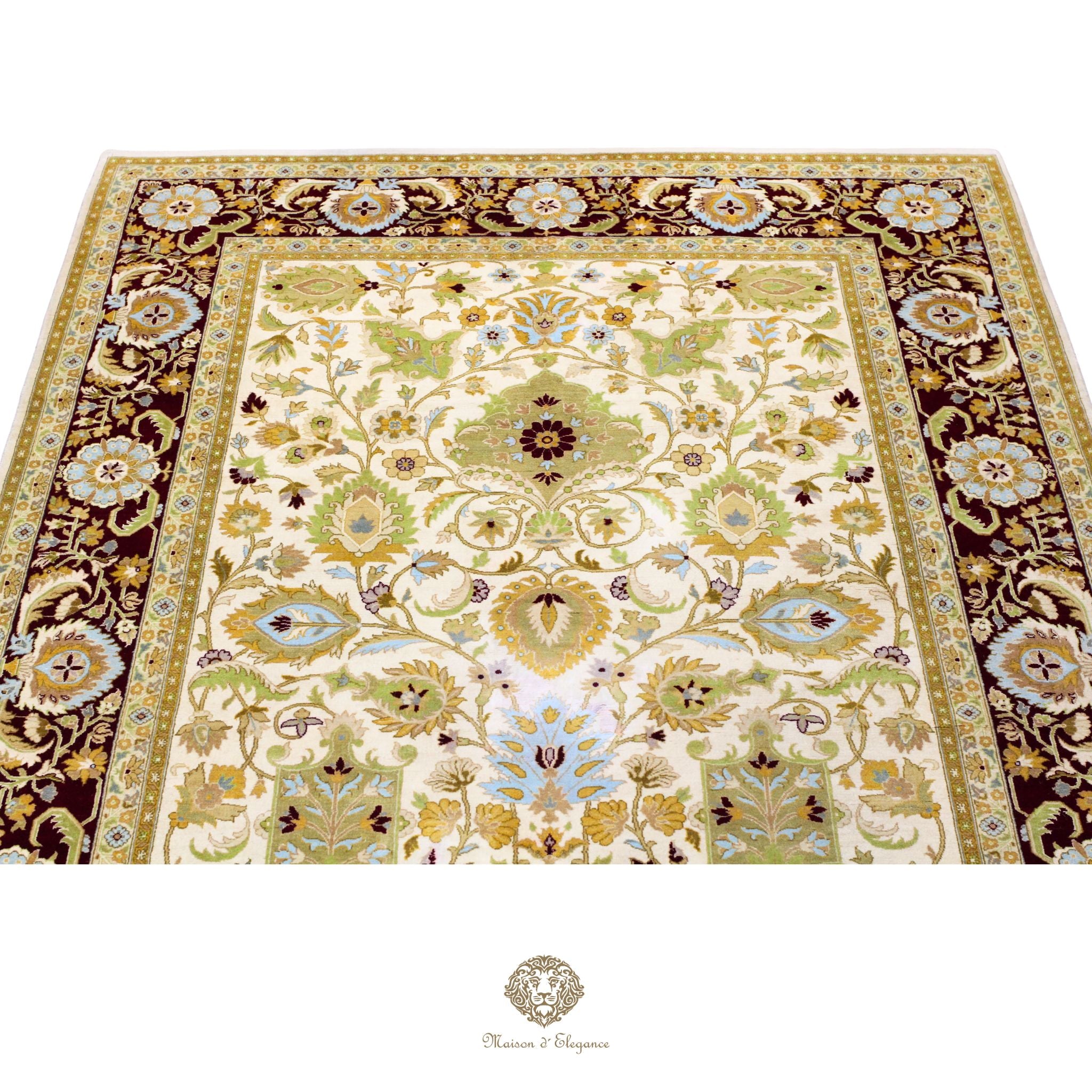 Alfombra Diseño Aubusson Floral Verde Lana Superfina | Imperio Maison Alfombra 184 x 291 cm