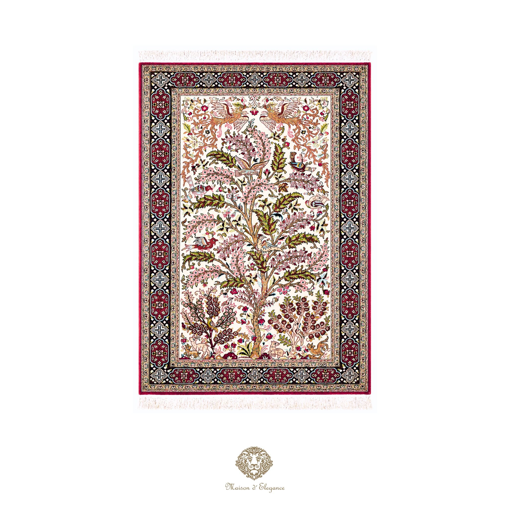 Alfombra persa exclusiva de seda pura, anudada a mano, teñida de forma natural, obra maestra de alta gama, firmada, 78 x 141 cm