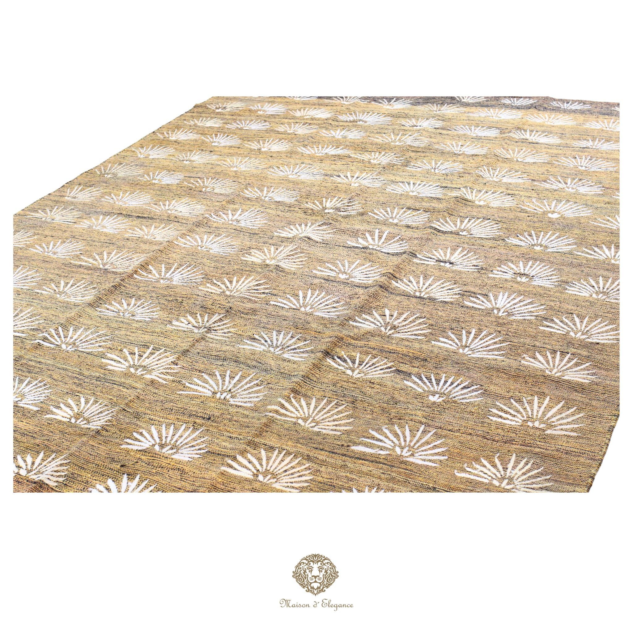 Kilim única moderna Tejido a Mano | Alfombra Plana de Lana y Seda con Tintes Naturales 232x307 cm