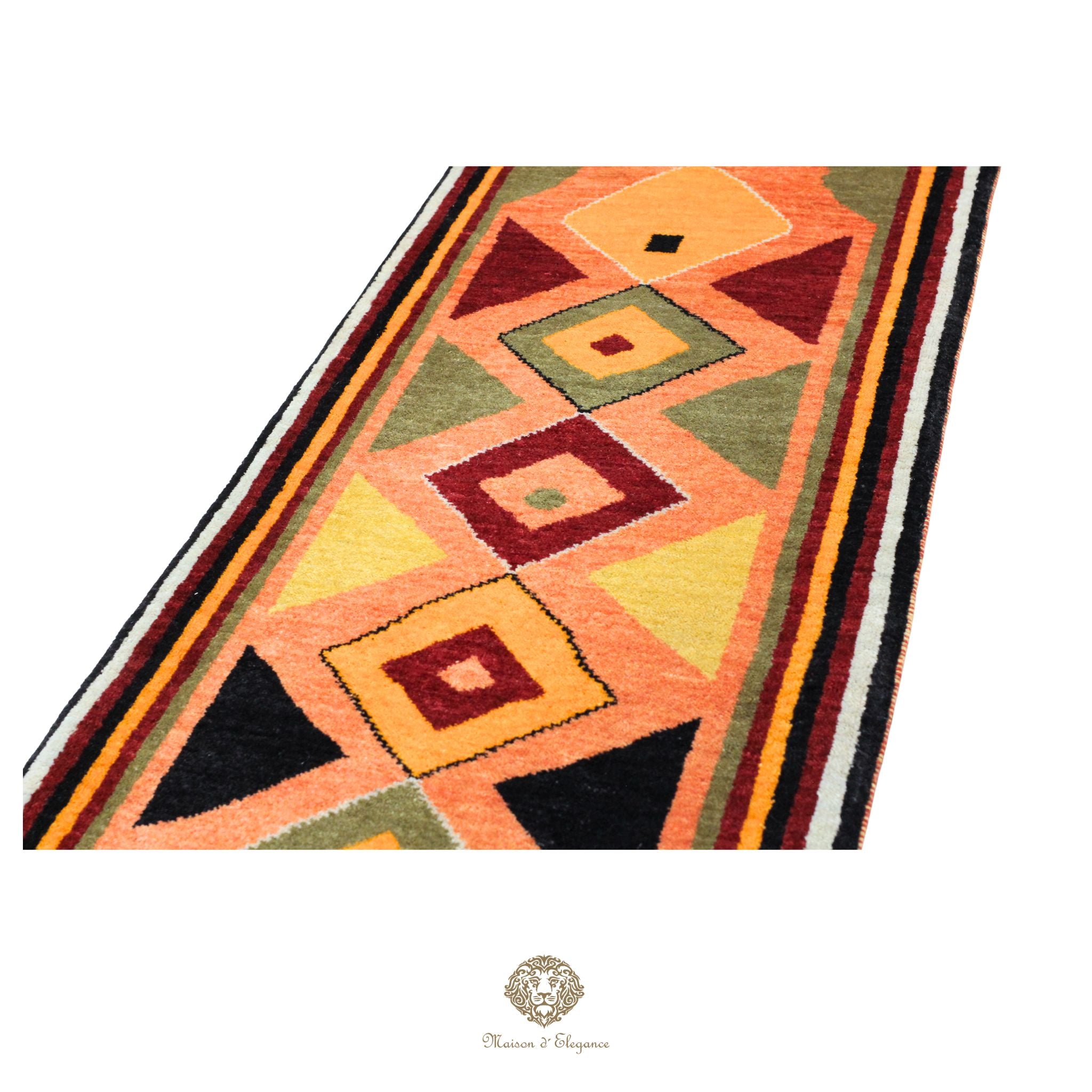 Alfombra persa Kashkuli Loribaft teñida con tintes naturales | Gabbeh de lana hecha a mano 51x137 cm