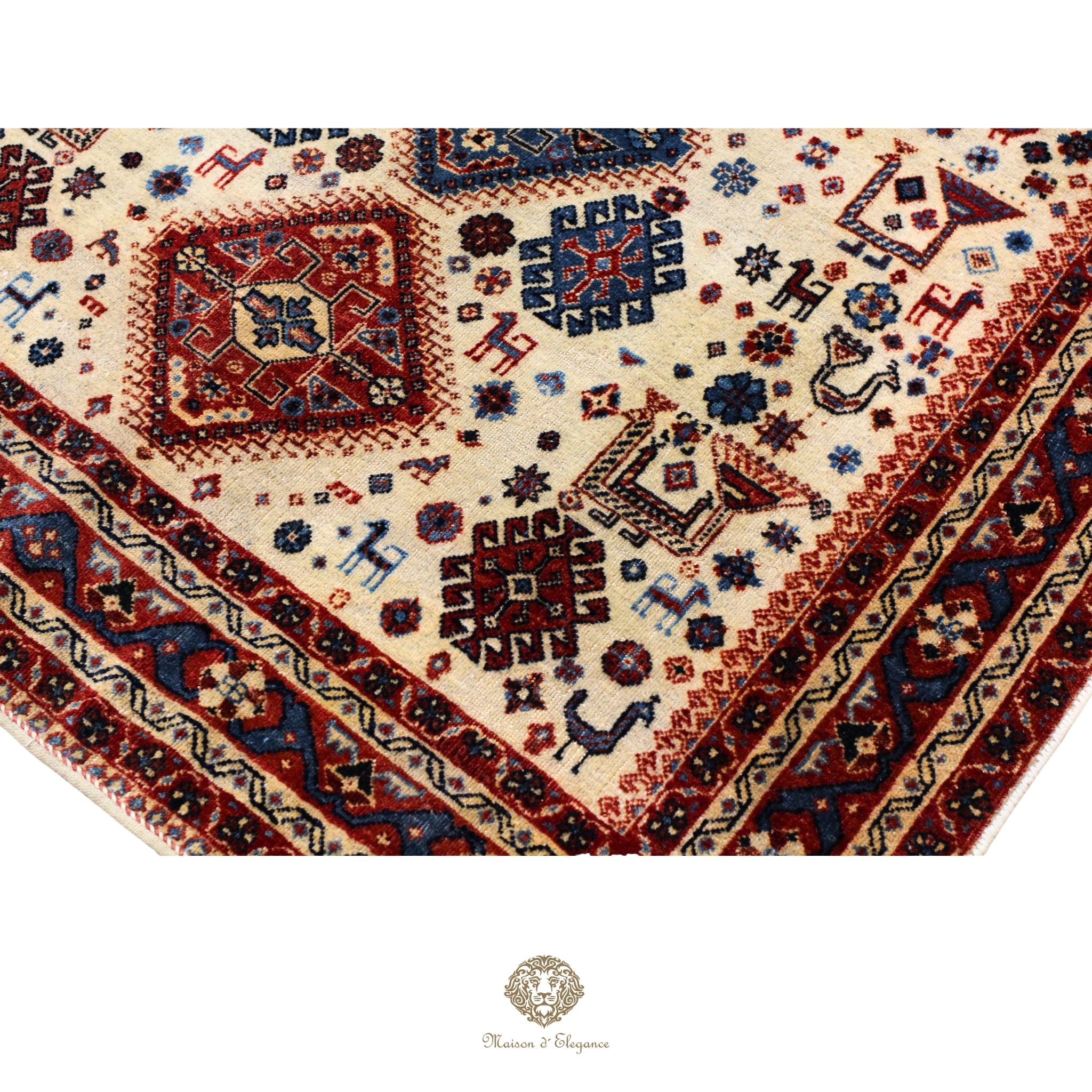 Alfombra persa Trible Fine Kashkuli con tintes naturales | Gabbeh de lana hecha a mano 124 x 199 cm