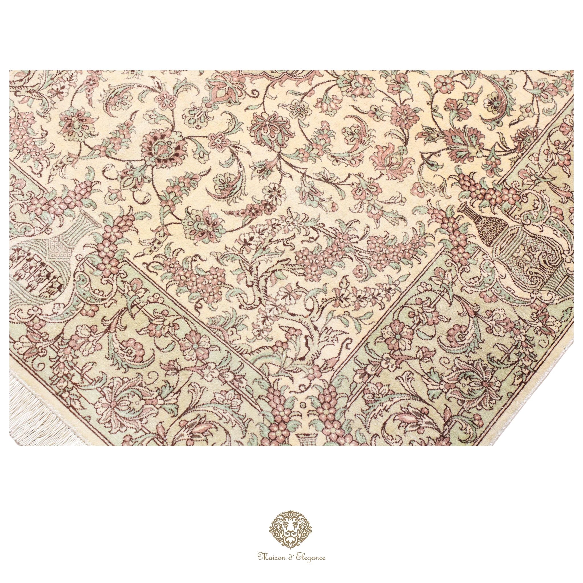 Alfombra persa exclusiva de seda pura, anudada a mano, teñida de forma natural, obra maestra de alta gama, firmada, 99 x 158 cm