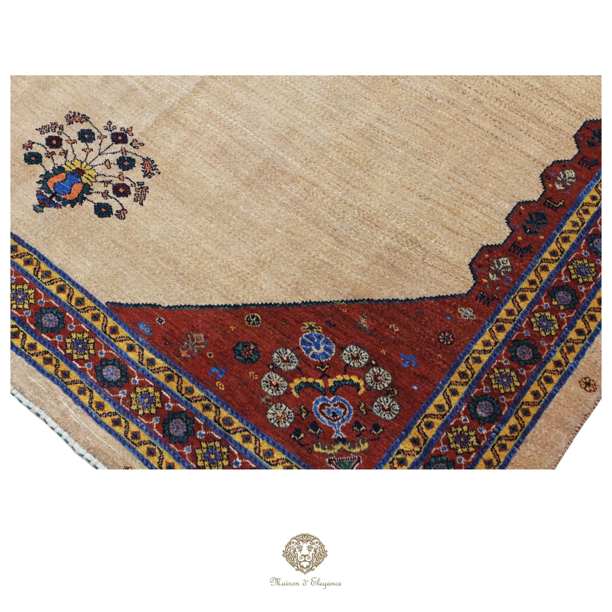 Alfombra persa Trible Fine Kashkuli con tintes naturales | Loribaft de lana hecha a mano 164 x 237 cm