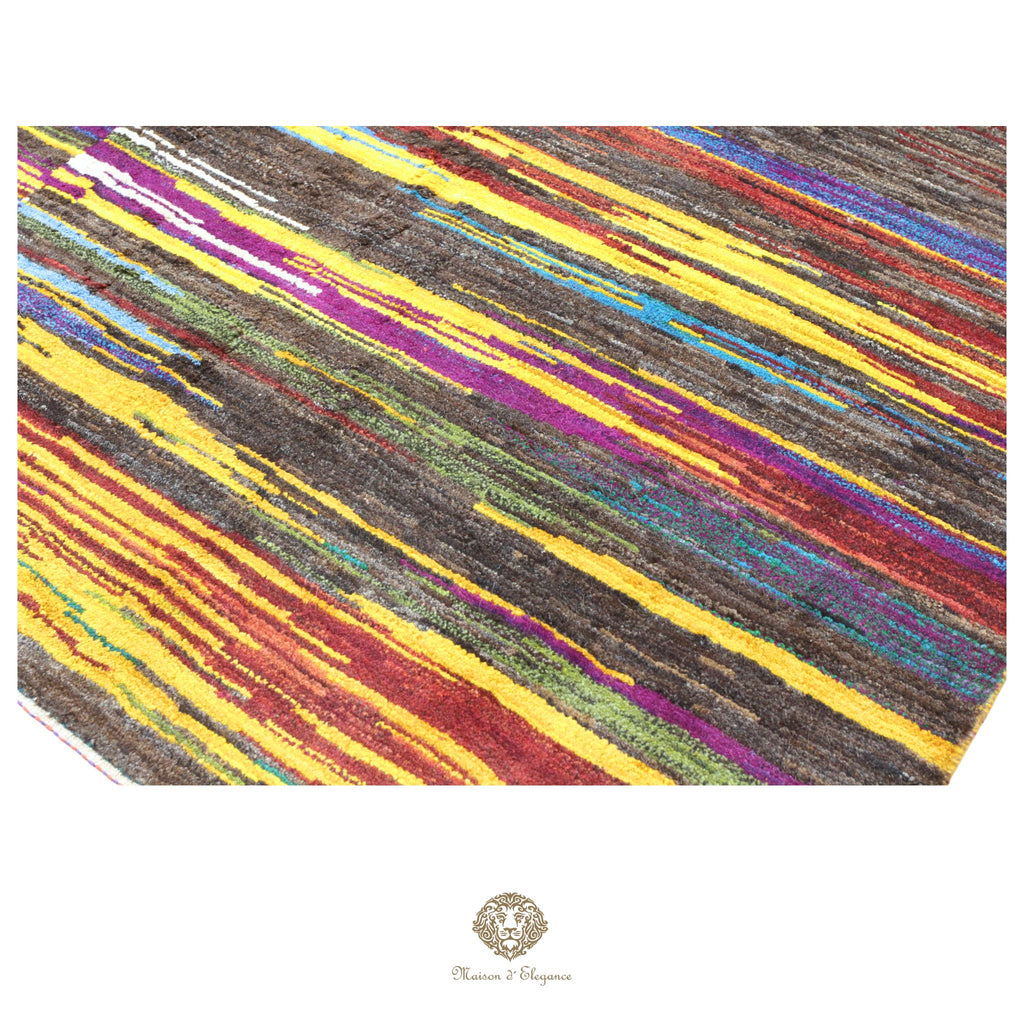 Alfombra persa Kashkuli colorida vistosa | Gabbeh de lana hecha a mano 165 x 238 cm