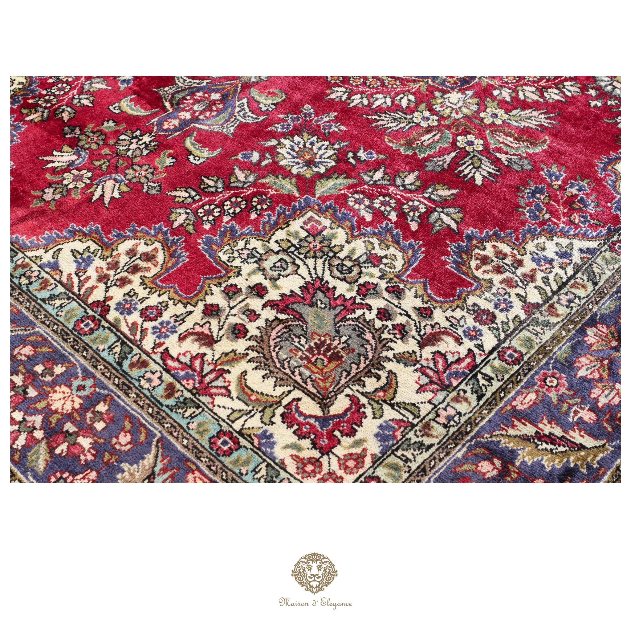 Alfombra persa clásica de lana Tabriz teñida naturalmente | Diseño de medallón hecho a mano 295 x 405 cm