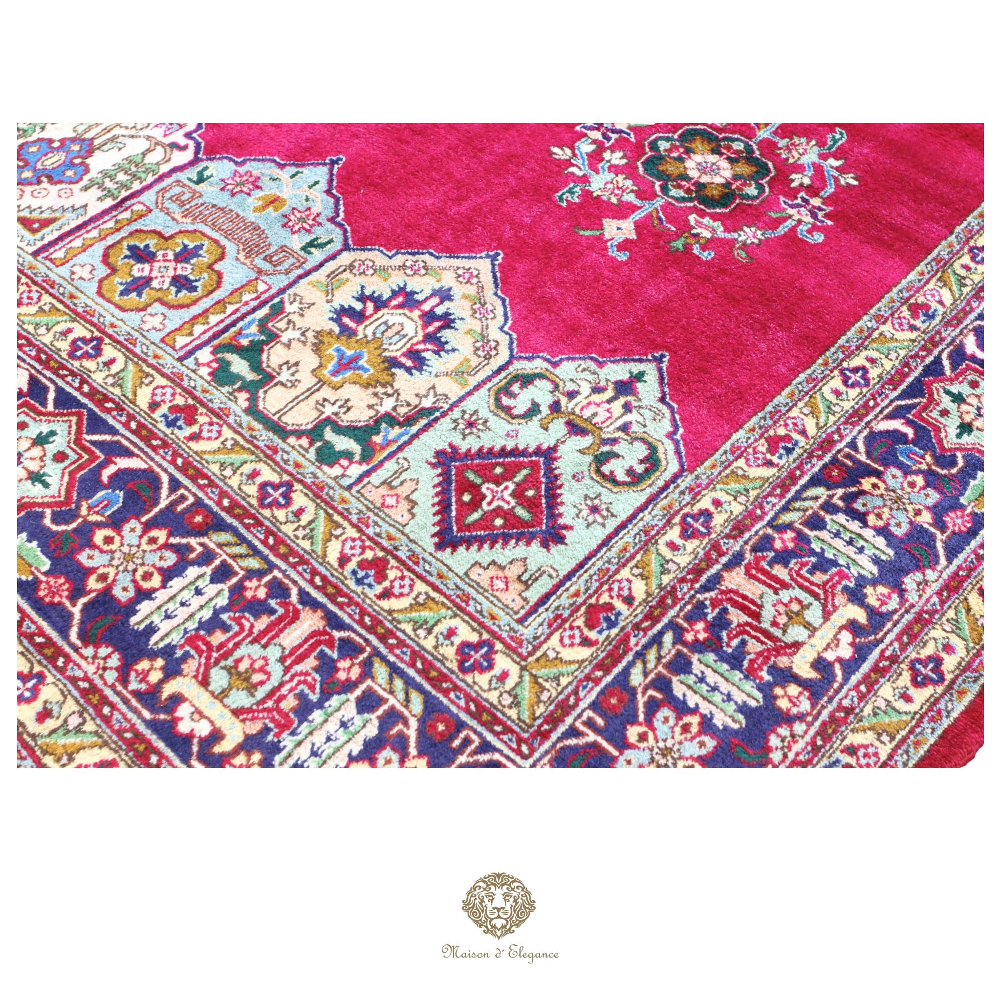 Alfombra persa clásica de lana Tabriz teñida naturalmente | Diseño de medallón hecho a mano 413 x 300 cm