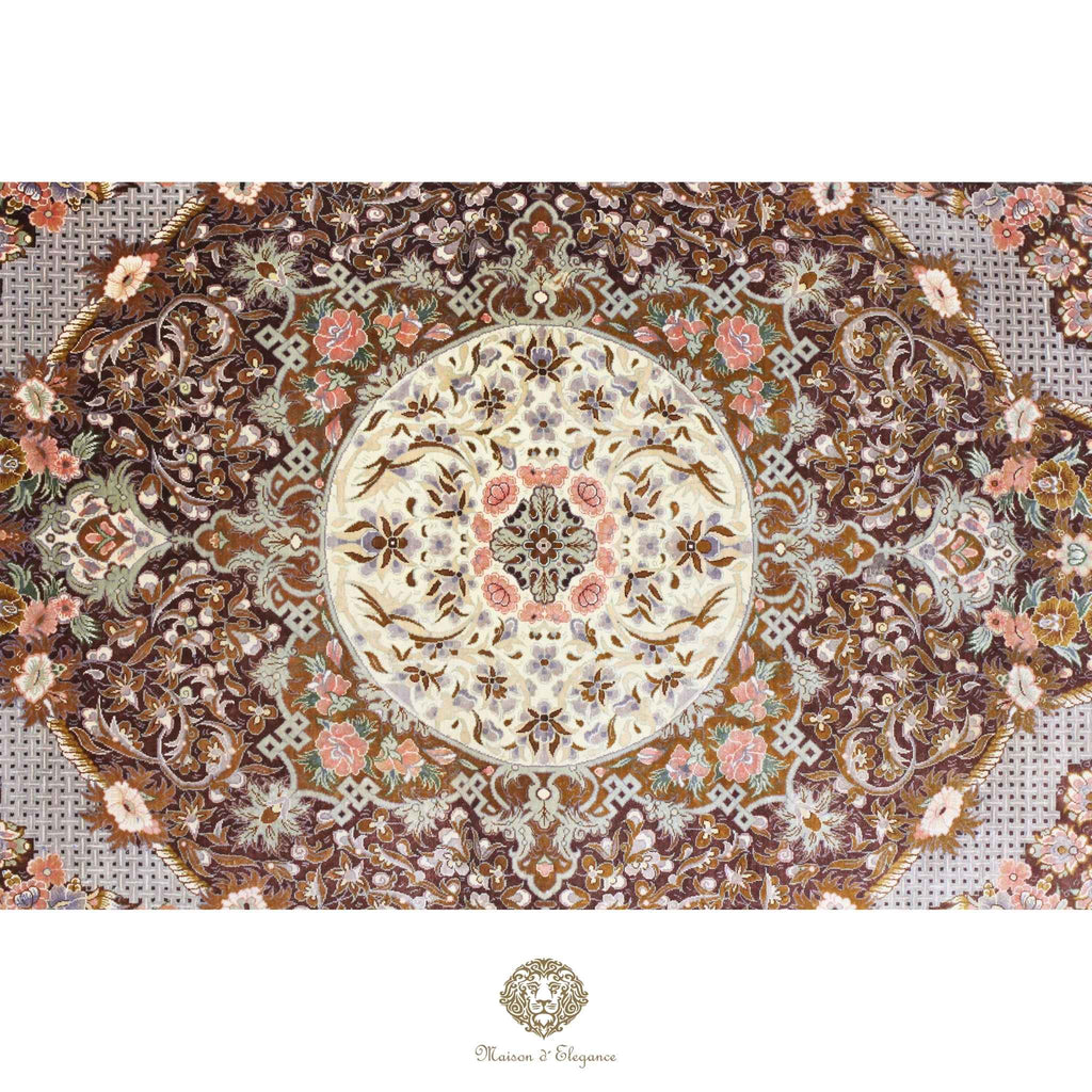 Alfombra persa exclusiva de seda pura, anudada a mano, teñida de forma natural, obra maestra de alta gama, firmada, 101x156 cm