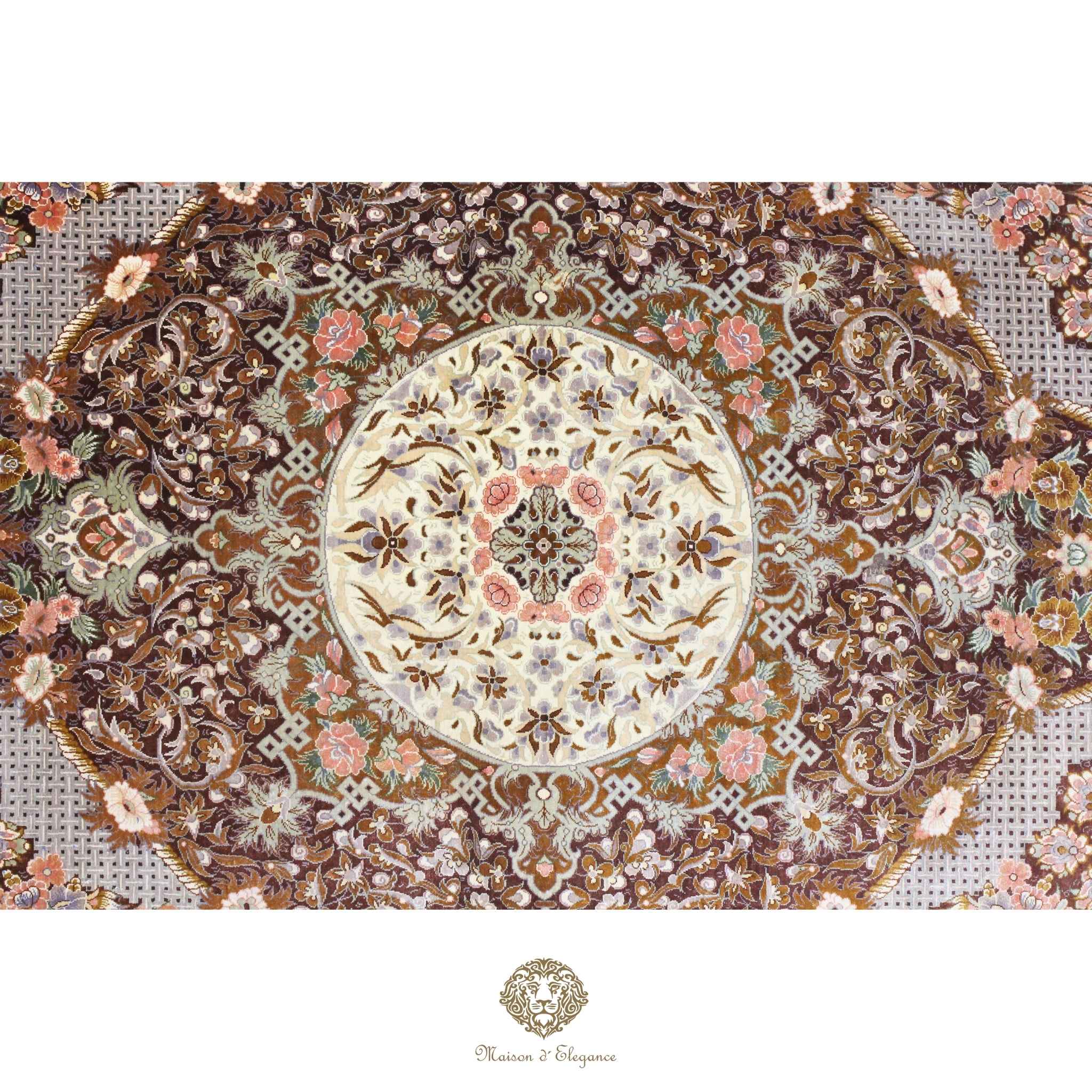 Alfombra persa exclusiva de seda pura, anudada a mano, teñida de forma natural, obra maestra de alta gama, firmada, 101x156 cm