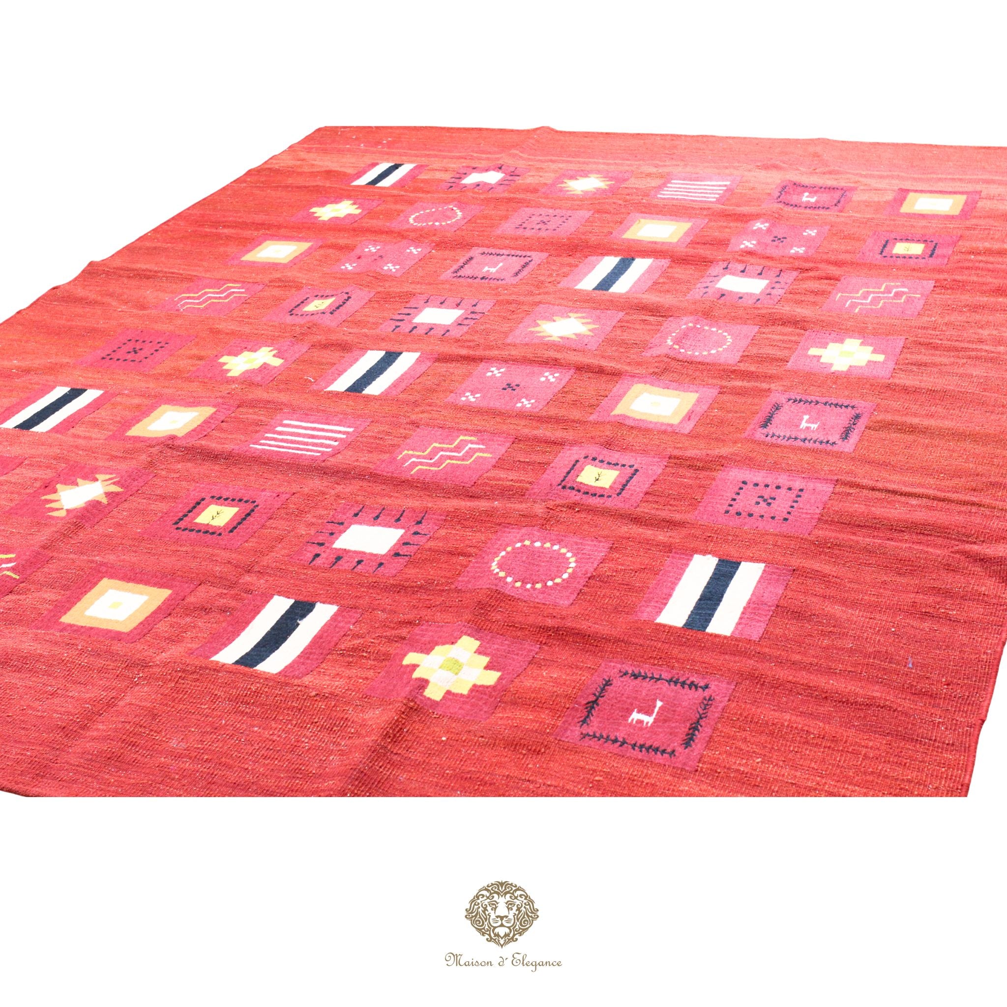 Kilim única moderna Tejido a Mano | Alfombra Plana de Lana y Seda con Tintes Naturales 236x296 cm