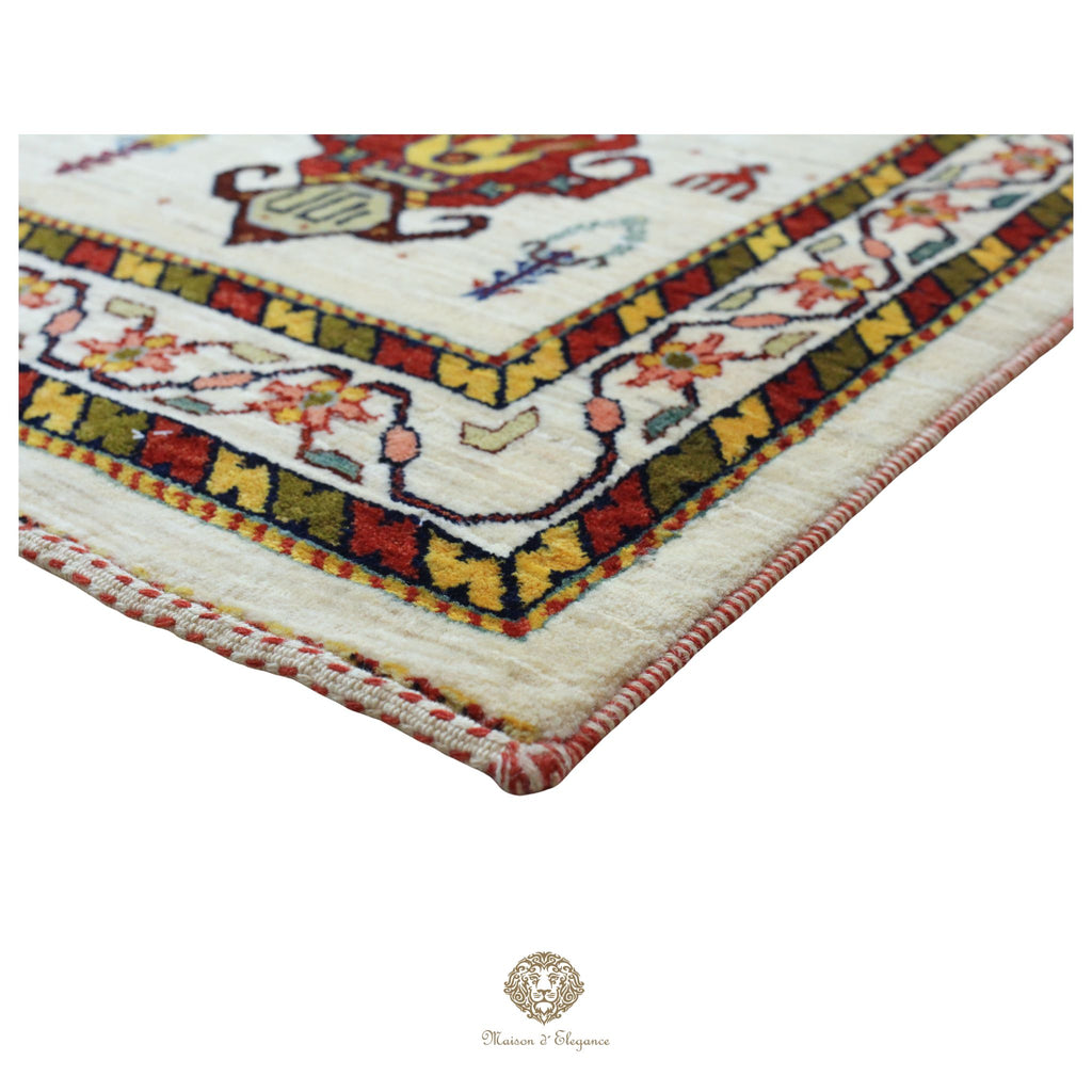 Alfombra persa Trible Fine Kashkuli con tintes naturales | Gabbeh de lana hecha a mano 147 x 212 cm