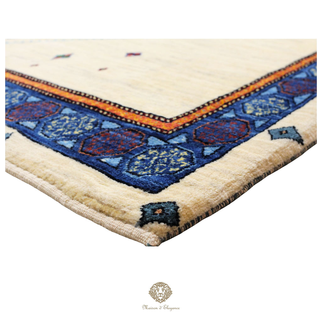 Alfombra persa Trible Fine Kashkuli con tintes naturales | Loribaft de lana hecha a mano 158 x 220 cm