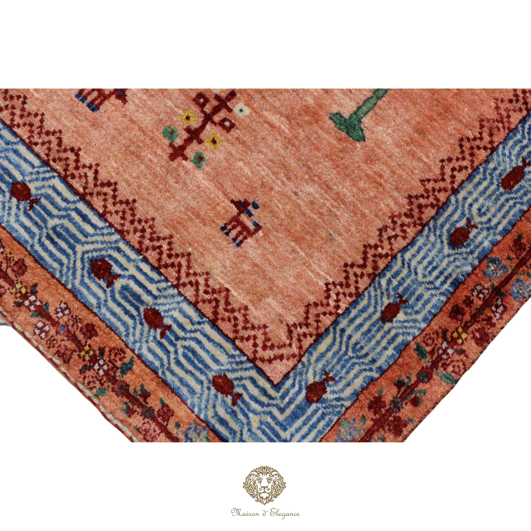 Alfombra Loribaft Rosa Persa Lana 100% Hecha a Mano 82x128 cm