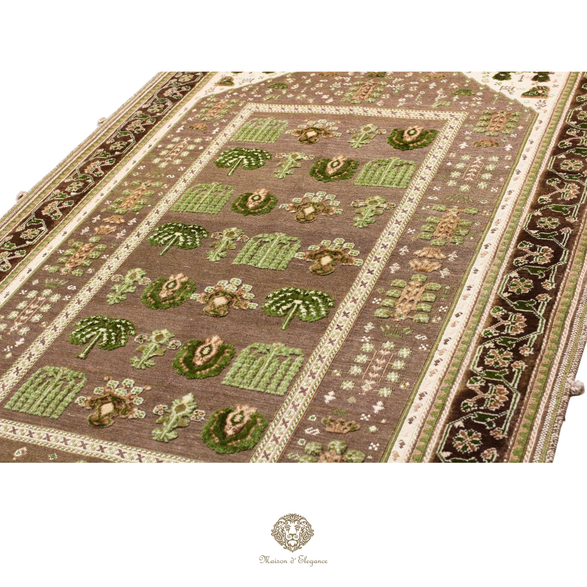 Alfombra persa Kashkuli de tejido plano, kilim bitécnico de lana | Hecha a mano, color natural, 120 x 180 cm