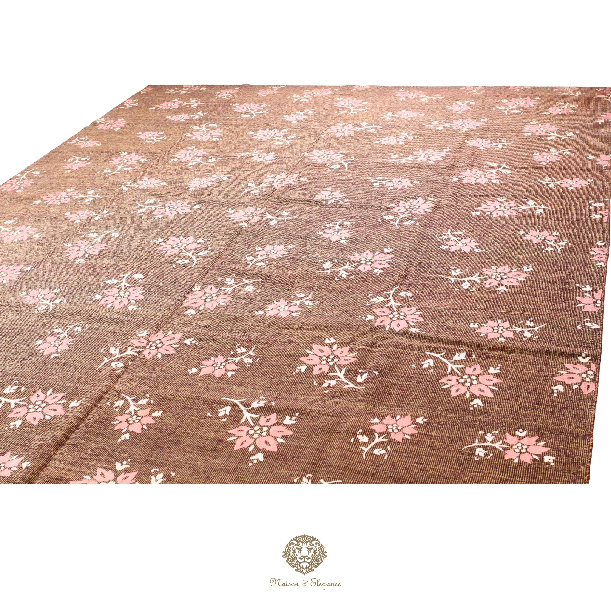 Kilim única moderna Tejido a Mano | Alfombra Plana de Lana y Seda con Tintes Naturales 300x397 cm