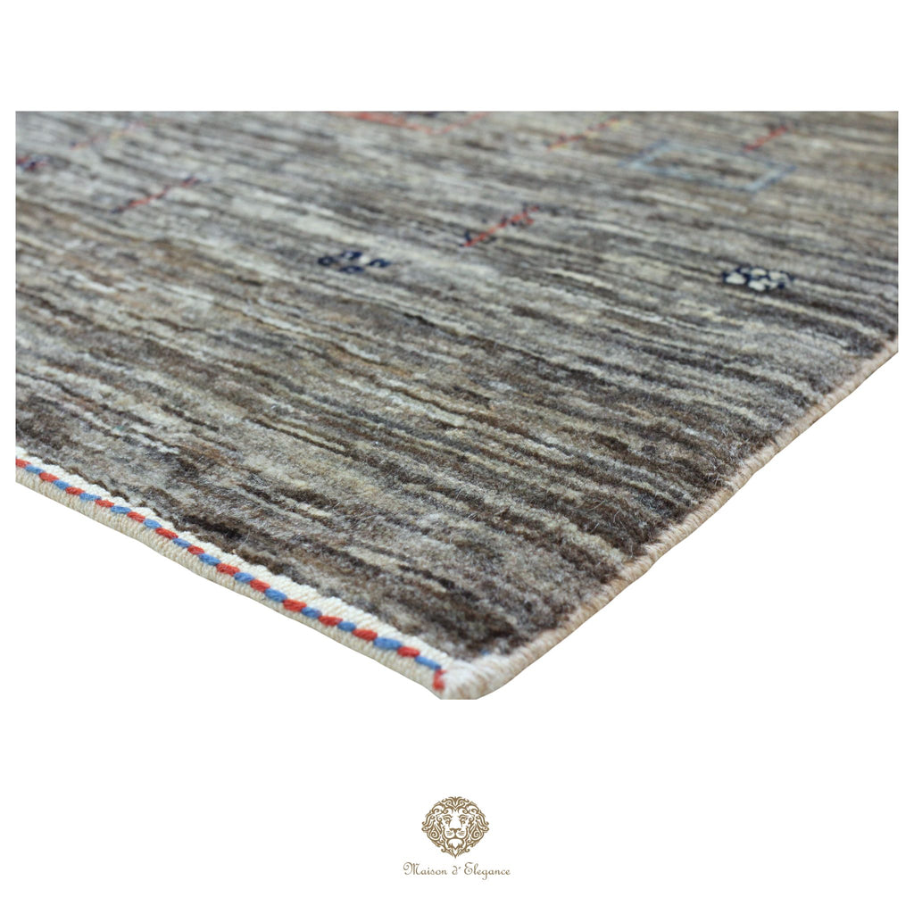 Alfombra persa Kashkuli gris tribal naturale color | Gabbeh de lana hecha a mano 85 x 117 cm