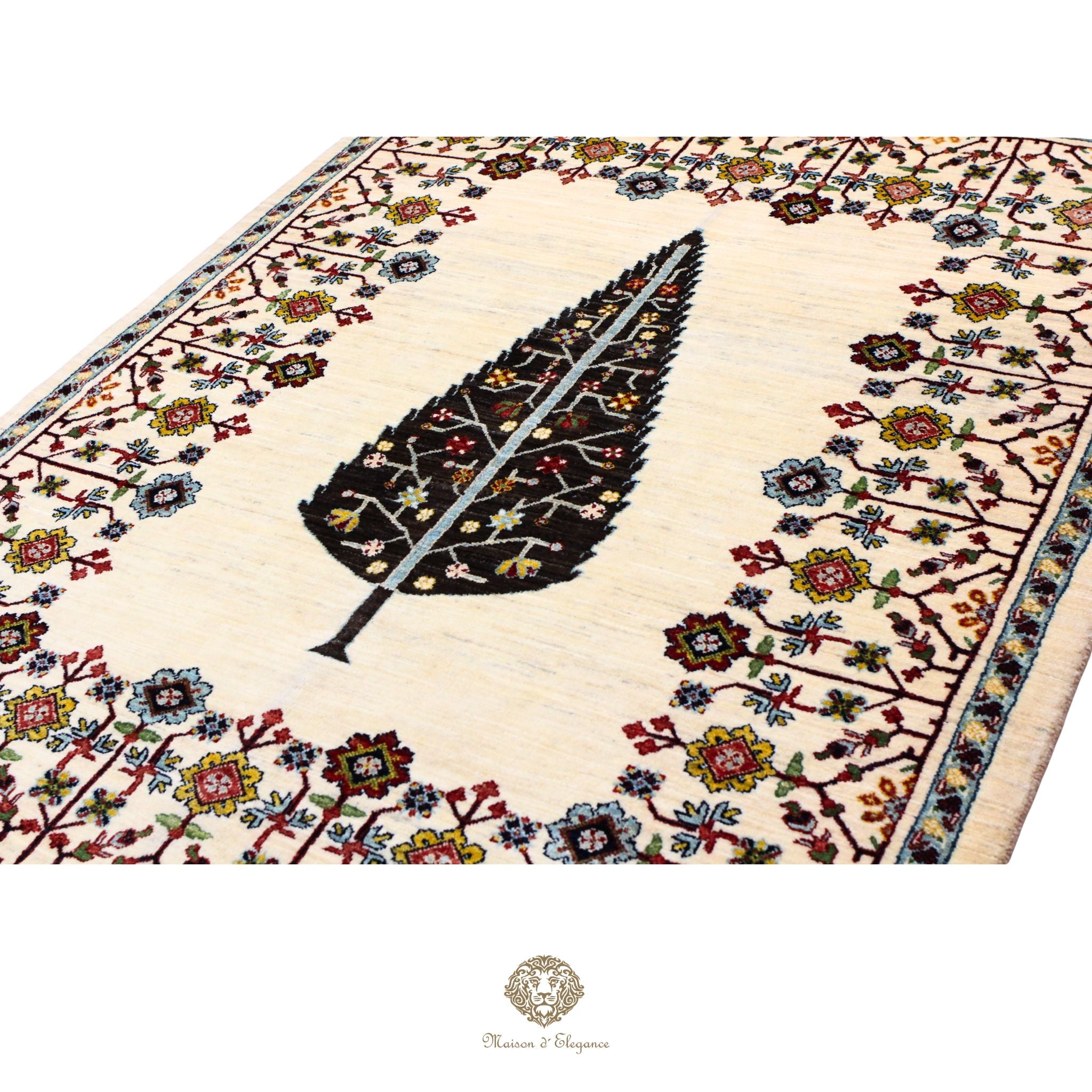 Alfombra persa de lana hecha a mano Kashkuli Nomadic | Diseño Cypress 150 x 191 cm