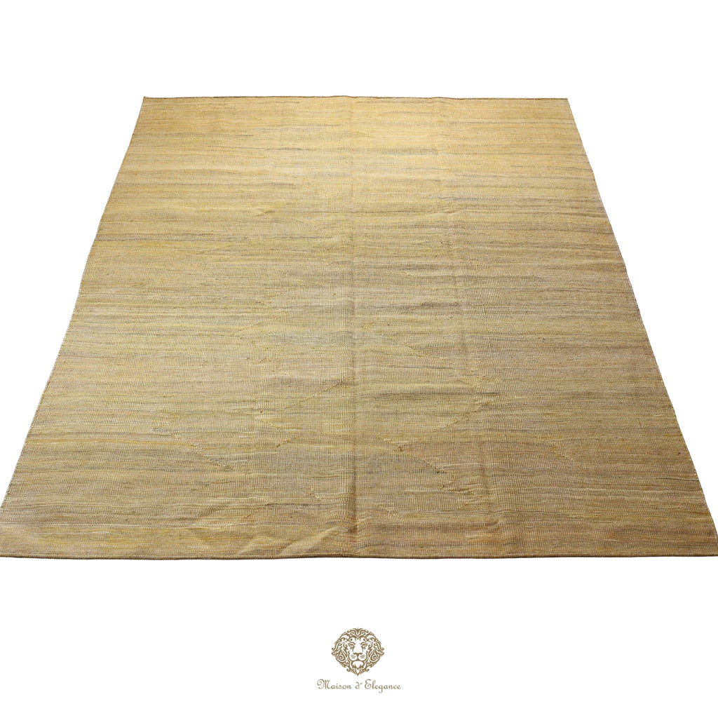 Alfombra Kilim moderna de lana lisa en color neutro con tejido plano | Colección Maison Zagros 206x291 cm