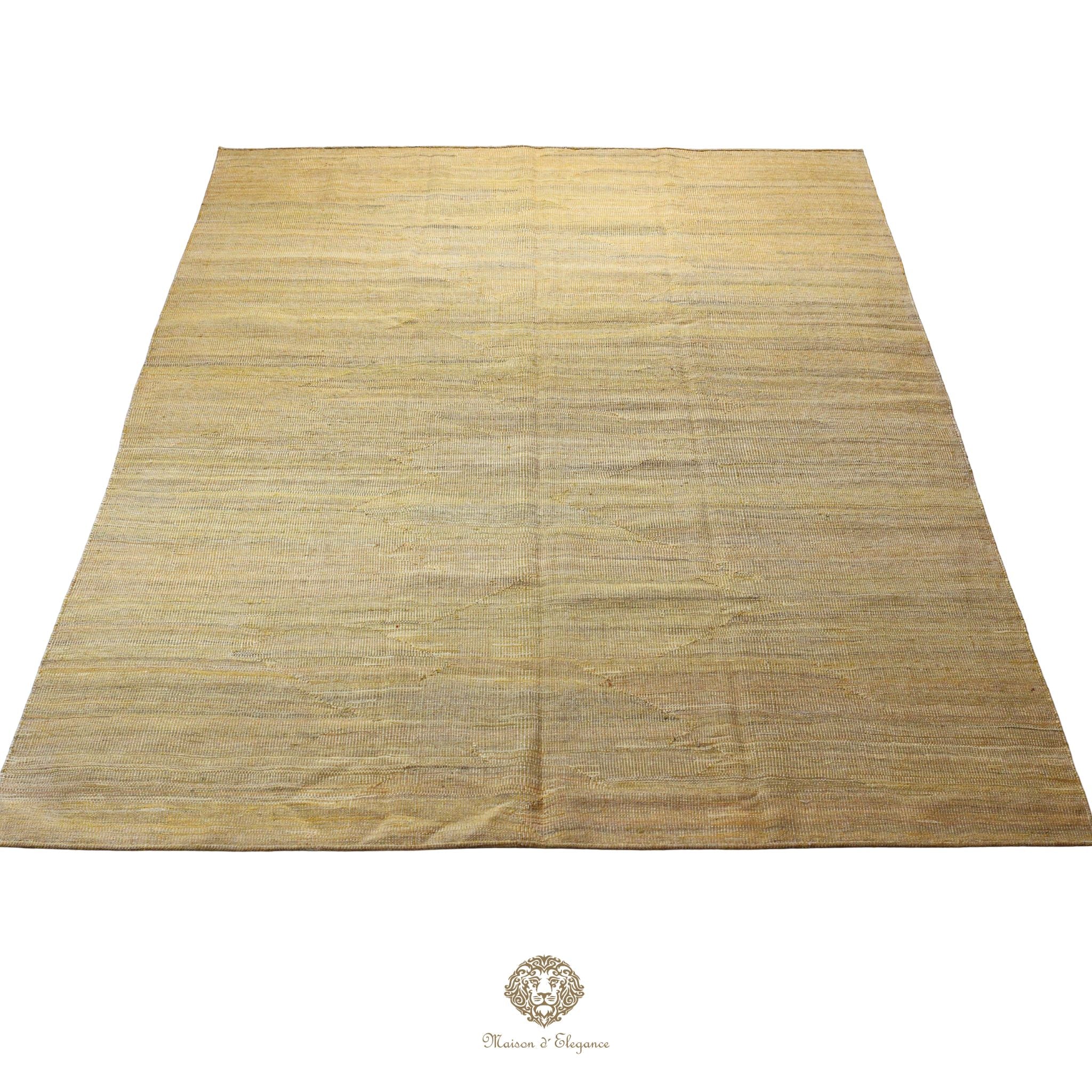 Alfombra Kilim moderna de lana lisa en color neutro con tejido plano | Colección Maison Zagros 206x291 cm