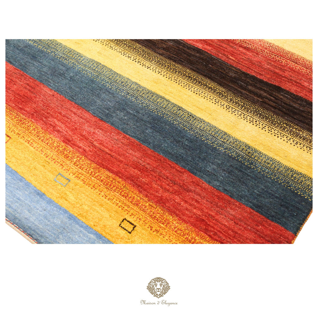 Alfombra persa Kashkuli de lana teñida naturalmente y colorida | Gabbeh hecha a mano 172 x 238 cm