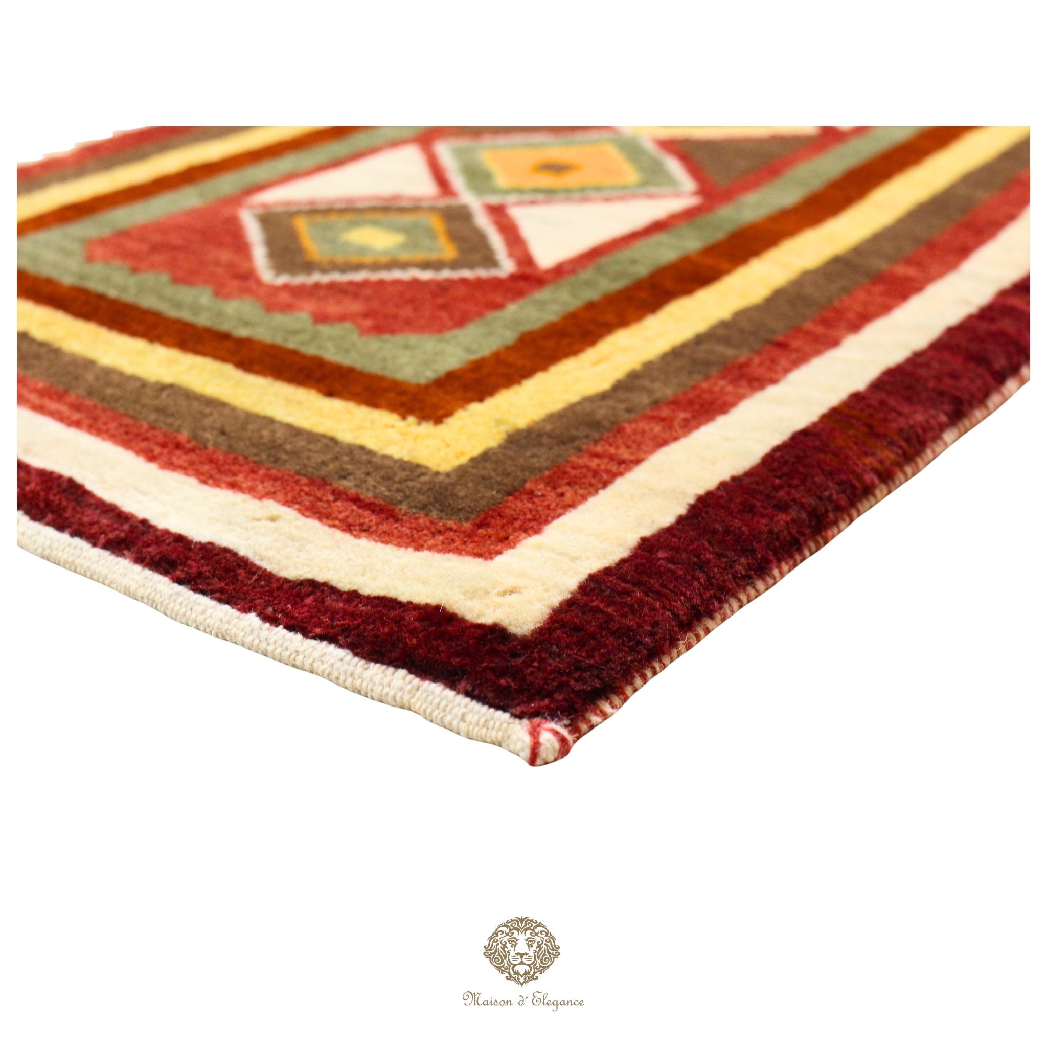 Alfombra persa Kashkuli Loribaft teñida con tintes naturales | Gabbeh de lana hecha a mano 51 x 143 cm