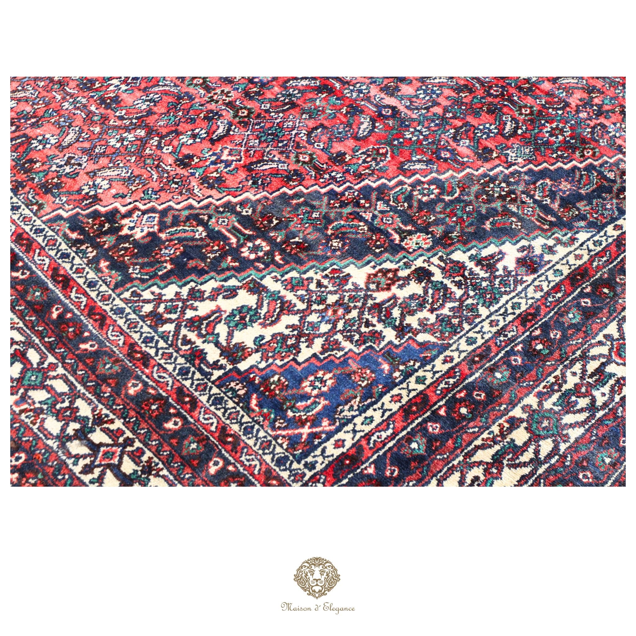 Alfombra Hamedan Lana Centro Geométrico Persa Tradicional | diseño de medallón hecho a mano 322 x 395 cm