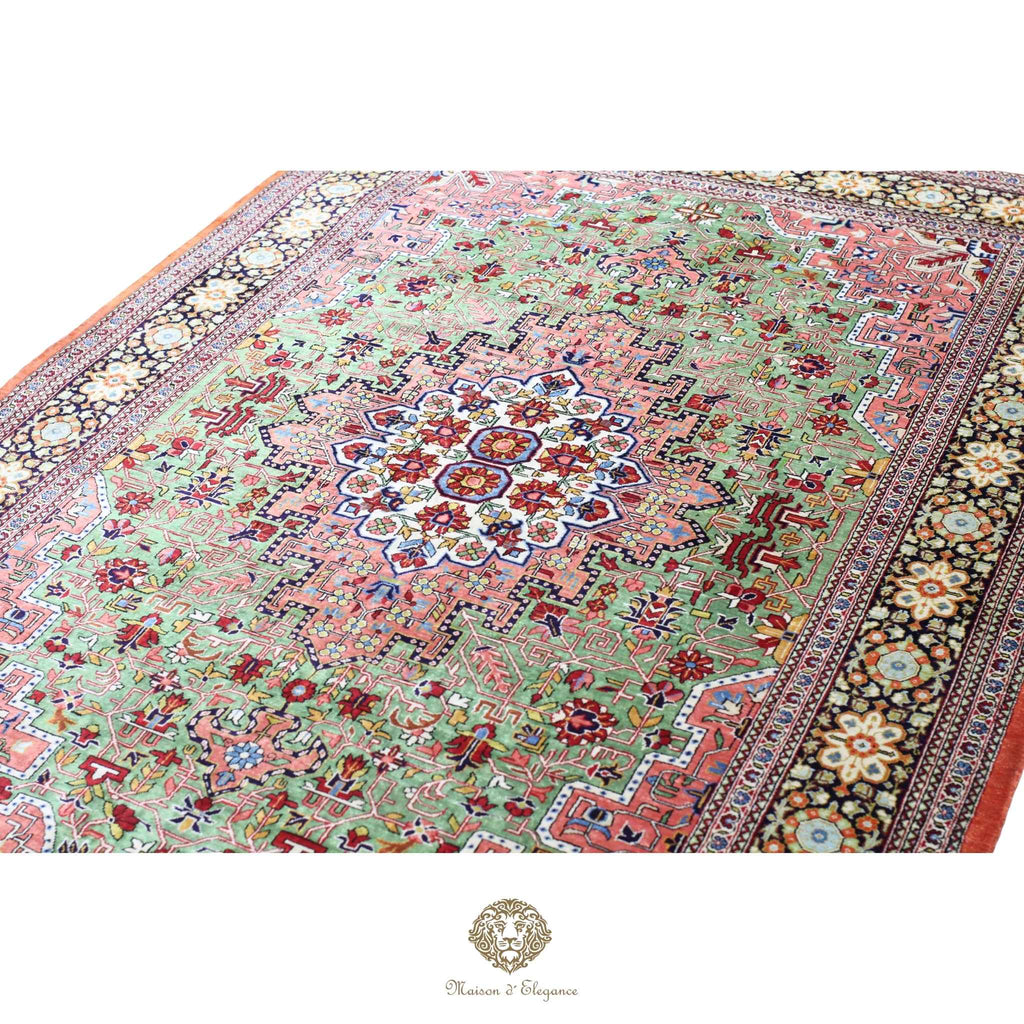 Alfombra persa exclusiva de seda pura, anudada a mano, teñida de forma natural, obra maestra de alta gama, firmada, 101 x 155 cm