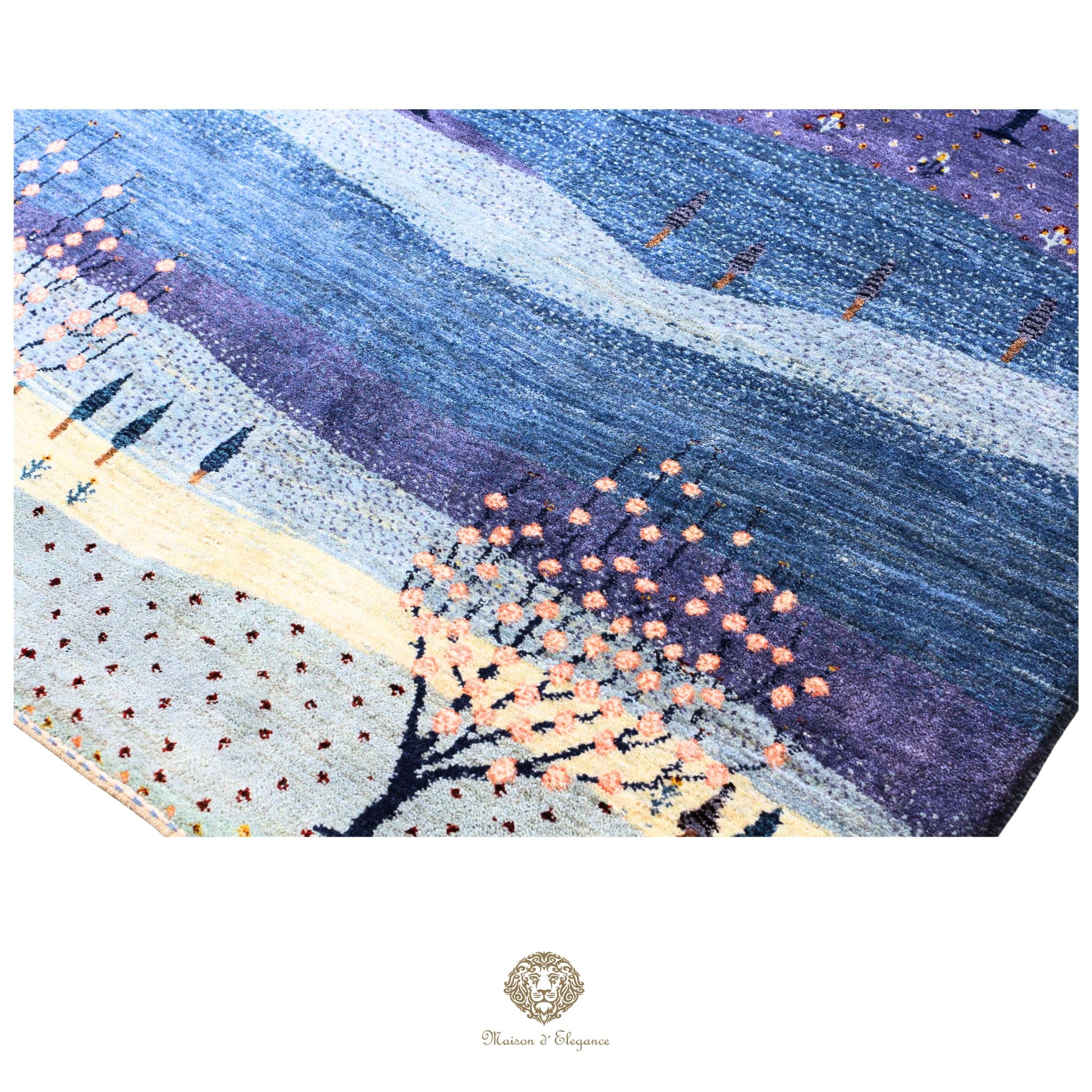 Alfombra persa Kashkuli azul | Gabbeh de lana hecha a mano 168 x 243 cm