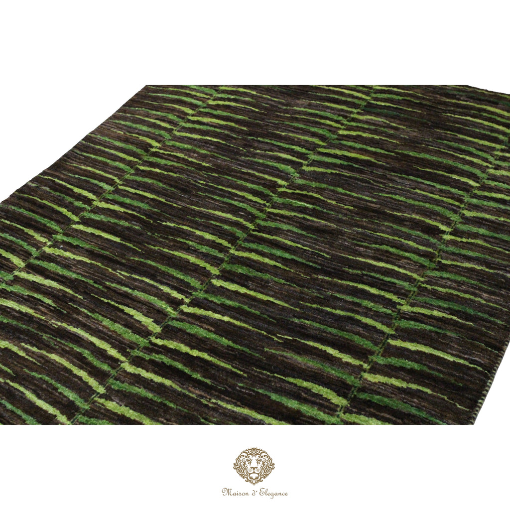 Alfombra Kashkuli Verde Persa Lana 100% Hecha a Mano 86x116 cm