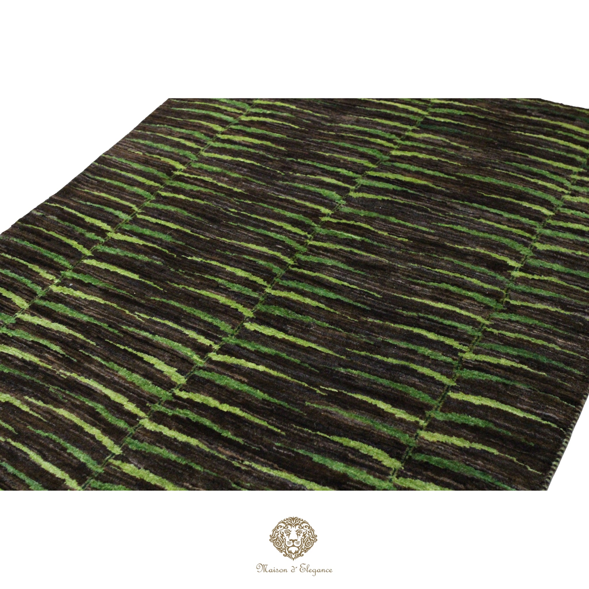 Alfombra Kashkuli Verde Persa Lana 100% Hecha a Mano 86x116 cm