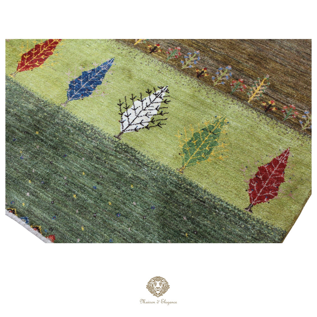 Alfombra persa Kashkuli colorido tribal naturale color | Gabbeh de lana hecha a mano 182 x 220 cm