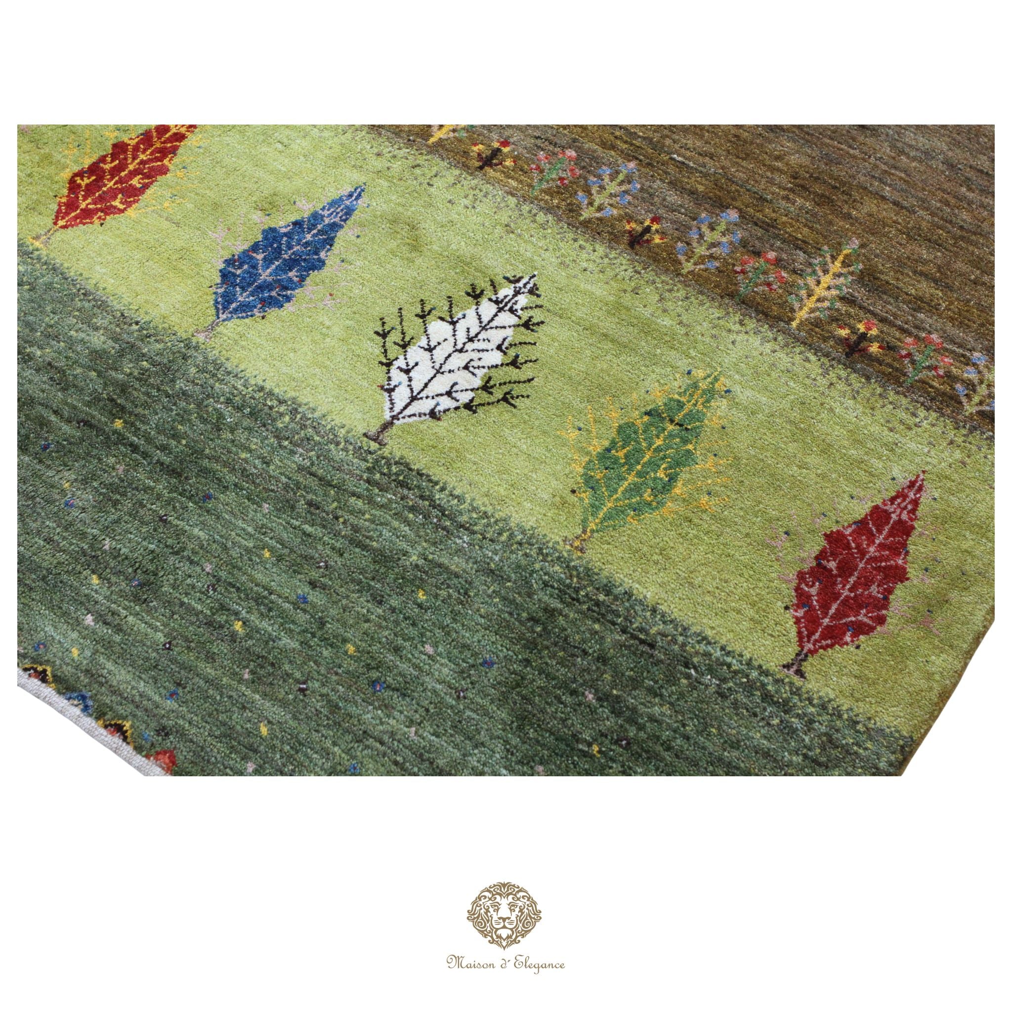 Alfombra persa Kashkuli colorido tribal naturale color | Gabbeh de lana hecha a mano 182 x 220 cm