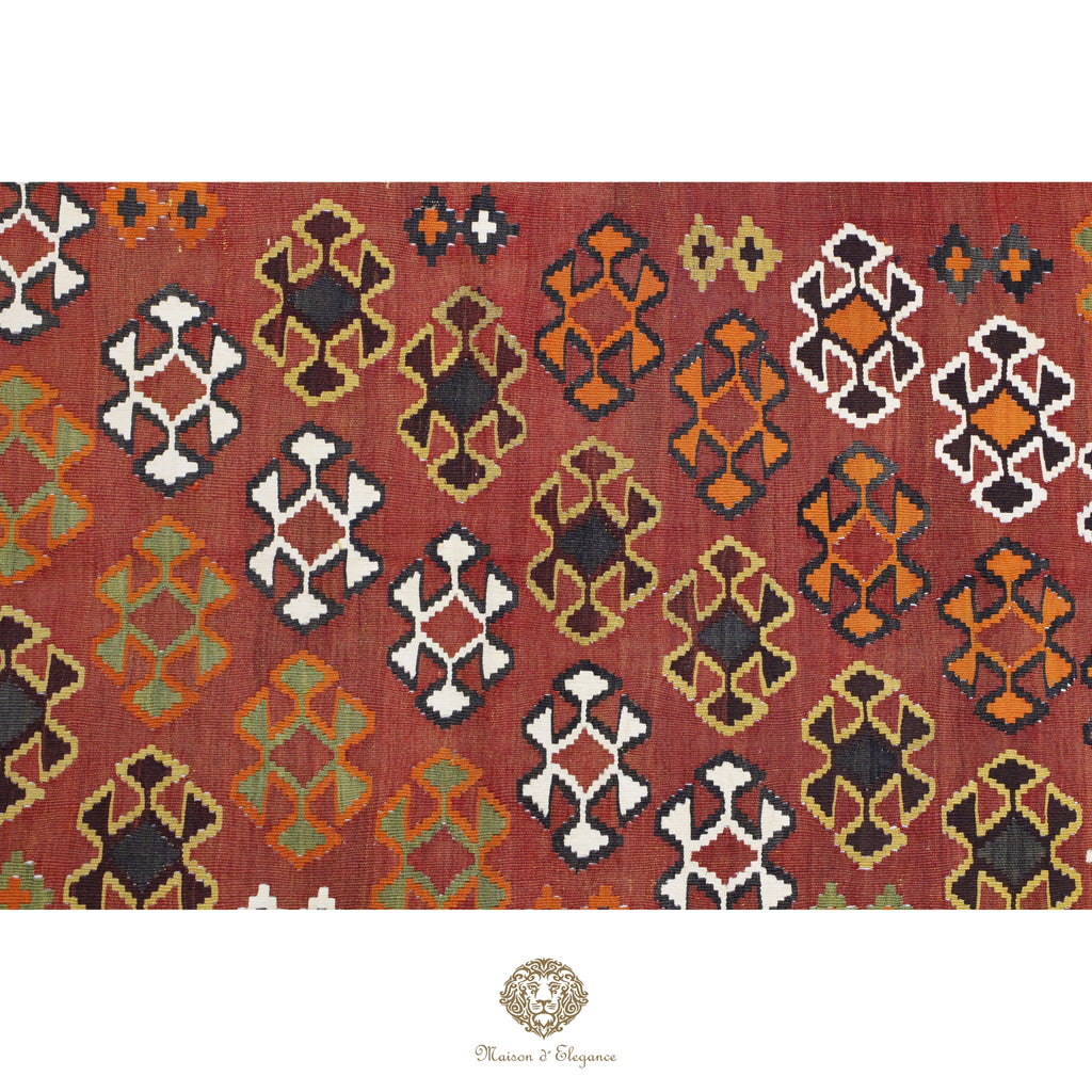 Alfombra Kilim Persa Qashqai Antigua Lana | Diseño Geométrico 116x204 cm