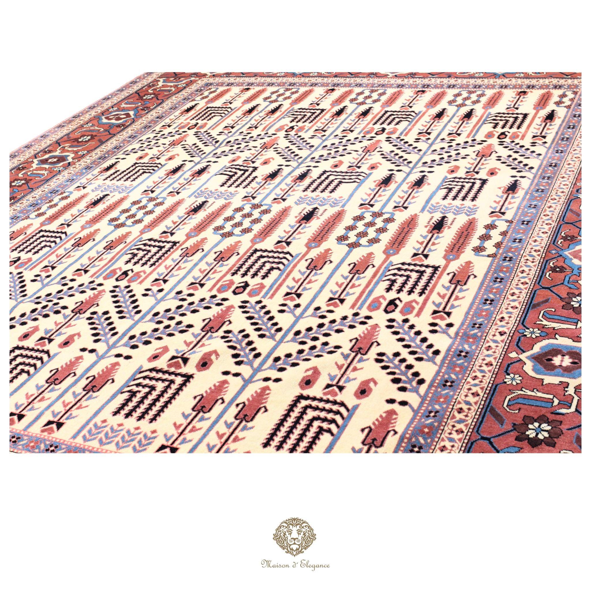 Alfombra de lana superfina con diseño floral Heriz estilo ivory | Alfombra Empire Maison 252x308 cm