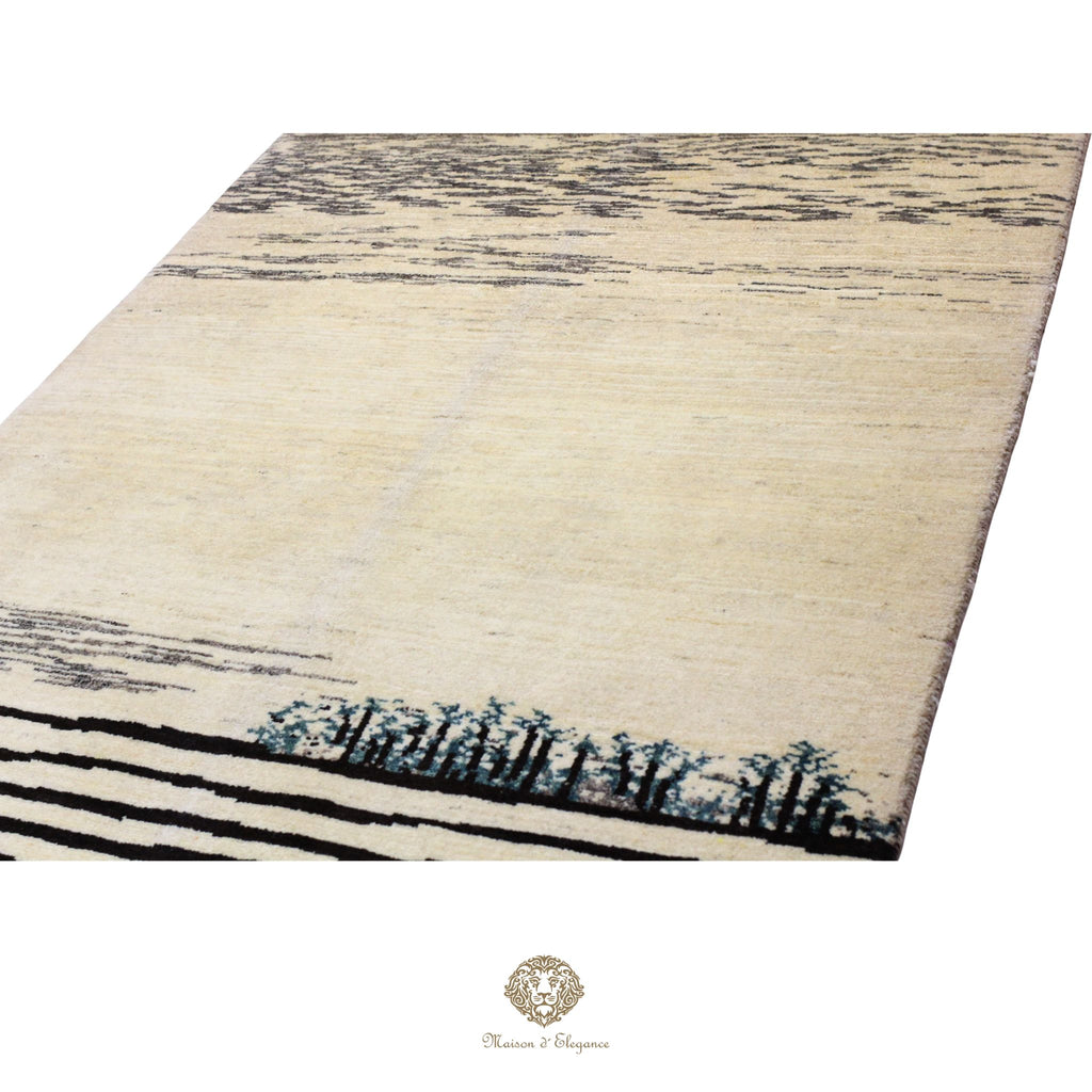 Alfombra persa Kashkuli blanca tribal naturale color | Gabbeh de lana hecha a mano 119 x 180 cm