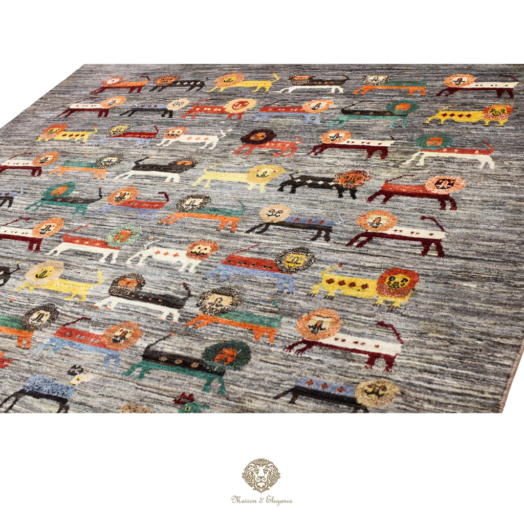Alfombra persa Kashkuli colorido tribal naturale color | Gabbeh de lana hecha a mano 192 x 193 cm