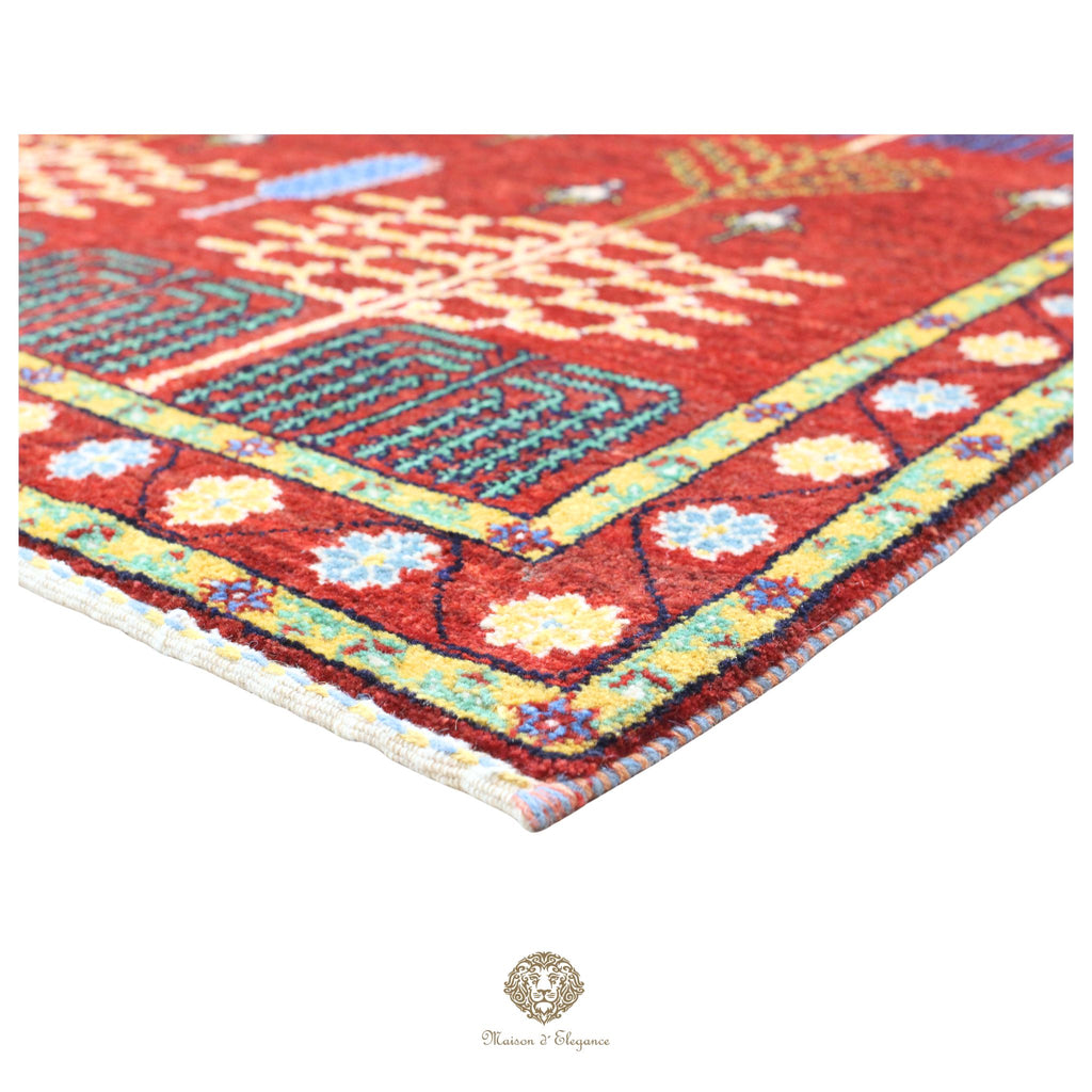Alfombra persa Trible Fine Kashkuli con tintes naturales | Loribaft de lana hecha a mano 119 x 177 cm