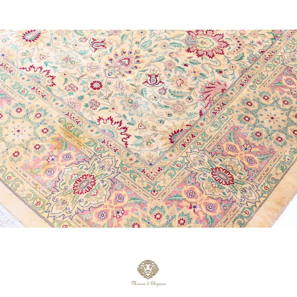 Alfombra persa Kashan | Diseño floral azul marino de lana