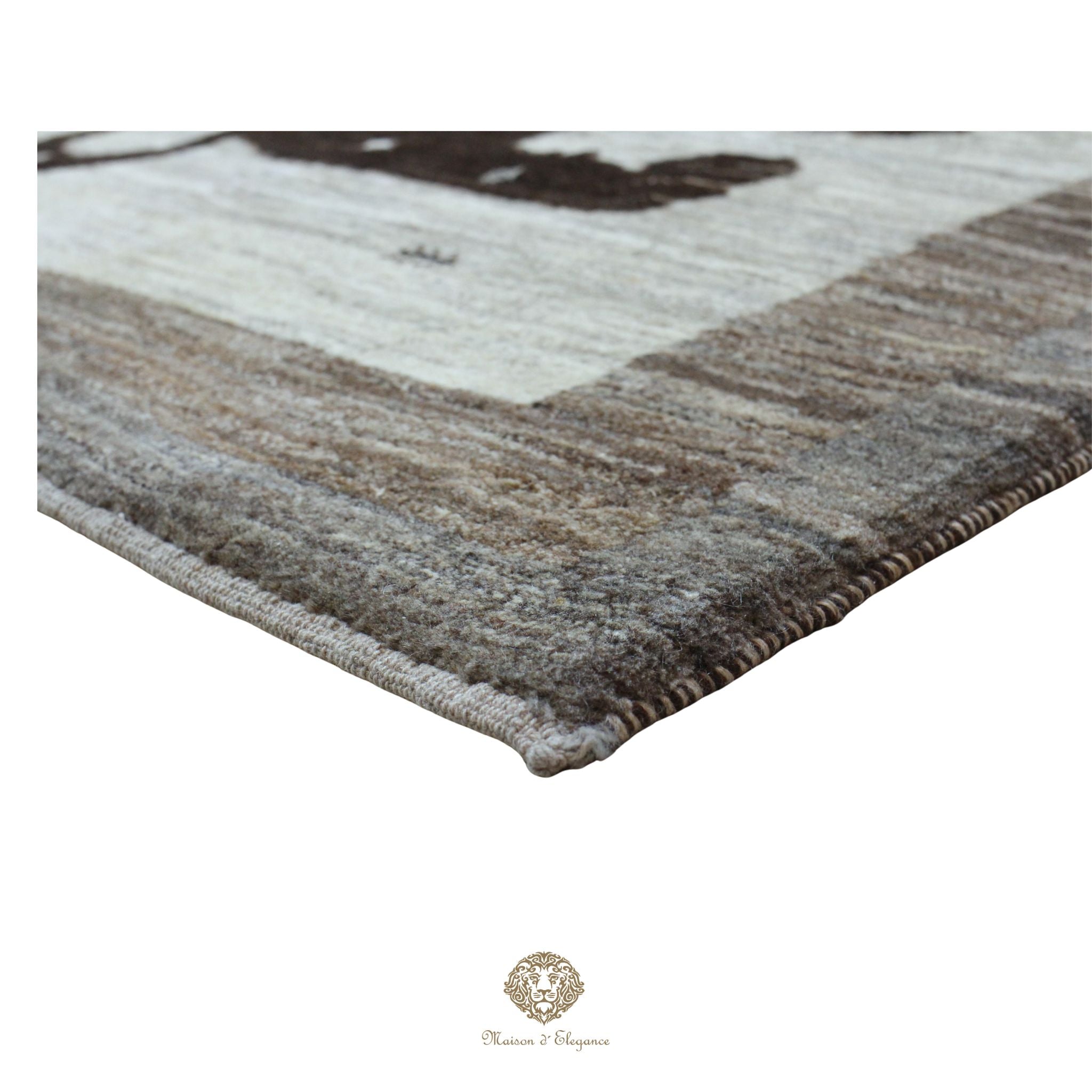 Alfombra persa Yalameh con diseño tribal de león, teñida con tintes naturales | Hecha a mano, 123 x 180 cm