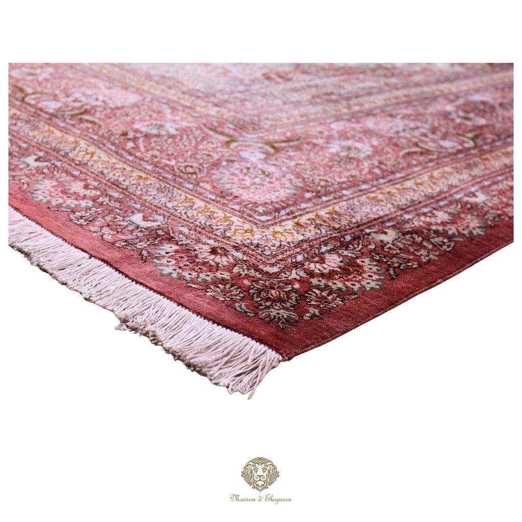 Alfombra persa exclusiva de seda pura, anudada a mano, teñida de forma natural | obra maestra de alta gama, firmada, 248 x 346 cm