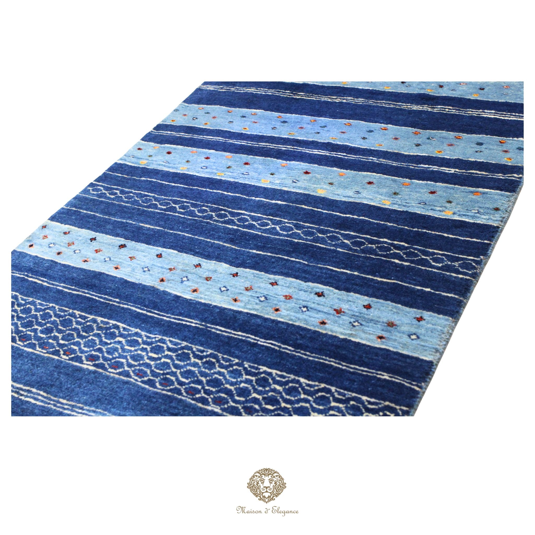 Alfombra persa Kashkuli azul | Gabbeh de lana hecha a mano 79x120 cm
