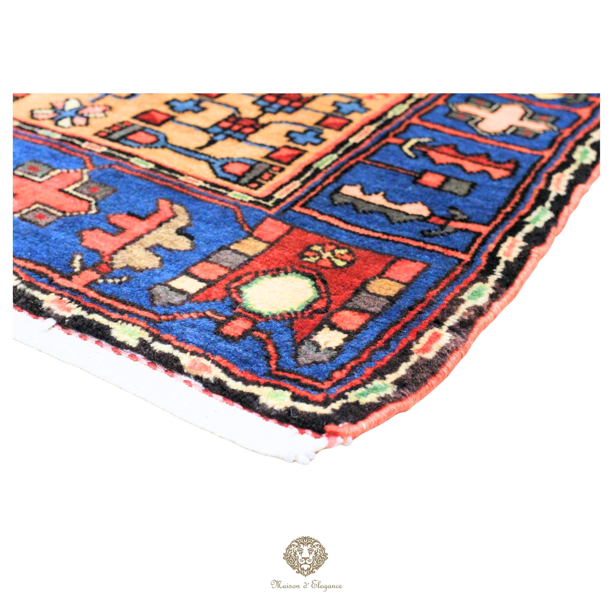 Tribal Persian Wool Rug - Geometric Medallion Design with Ivory Background | Natural Dyed 136 x 217 cm