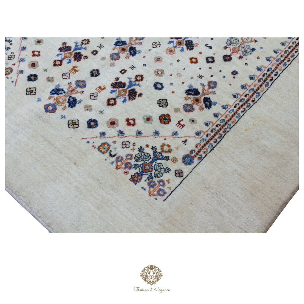 Alfombra persa Trible Fine Kashkuli con tintes naturales | Gabbeh de lana hecha a mano 141 x 200 cm
