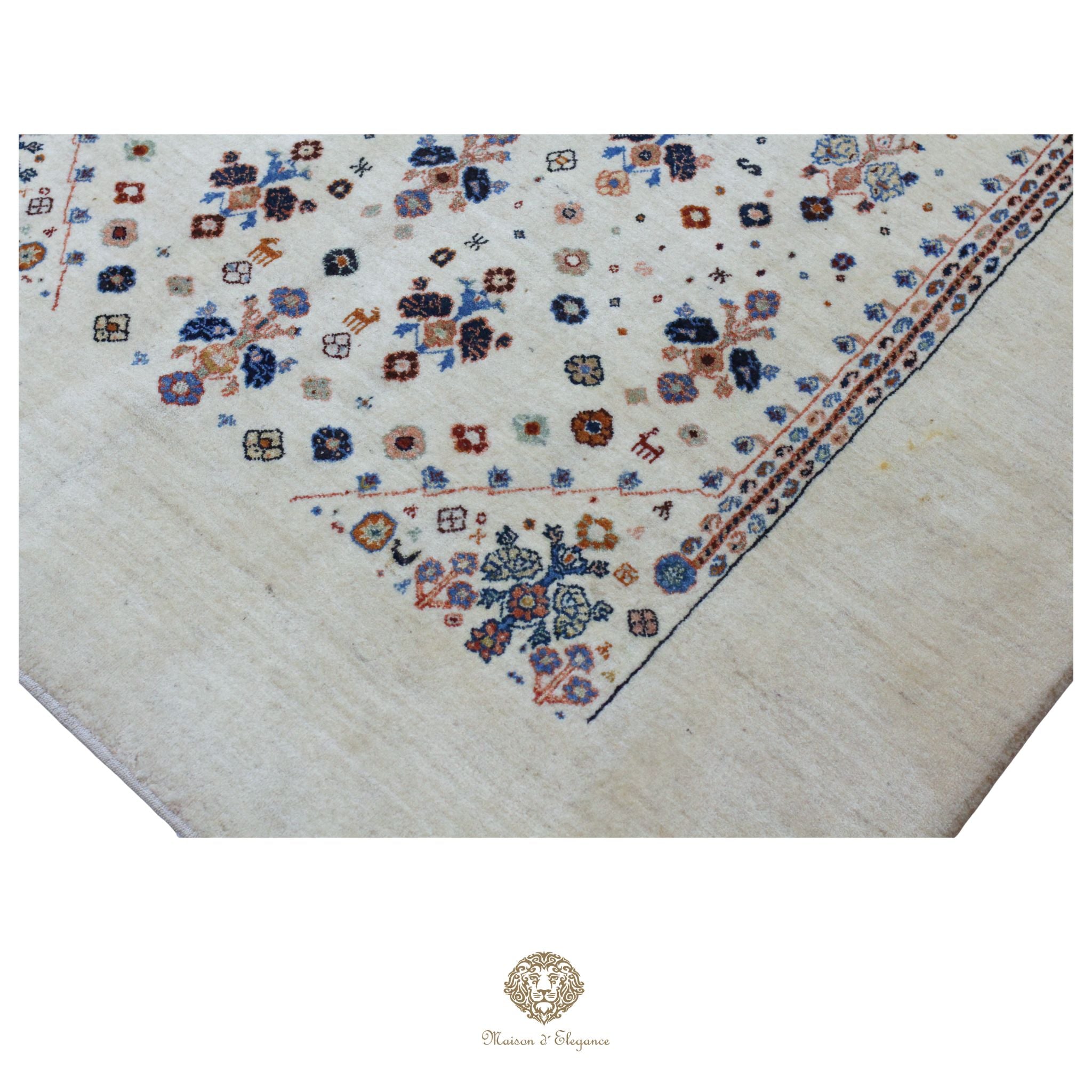 Alfombra persa Trible Fine Kashkuli con tintes naturales | Gabbeh de lana hecha a mano 141 x 200 cm