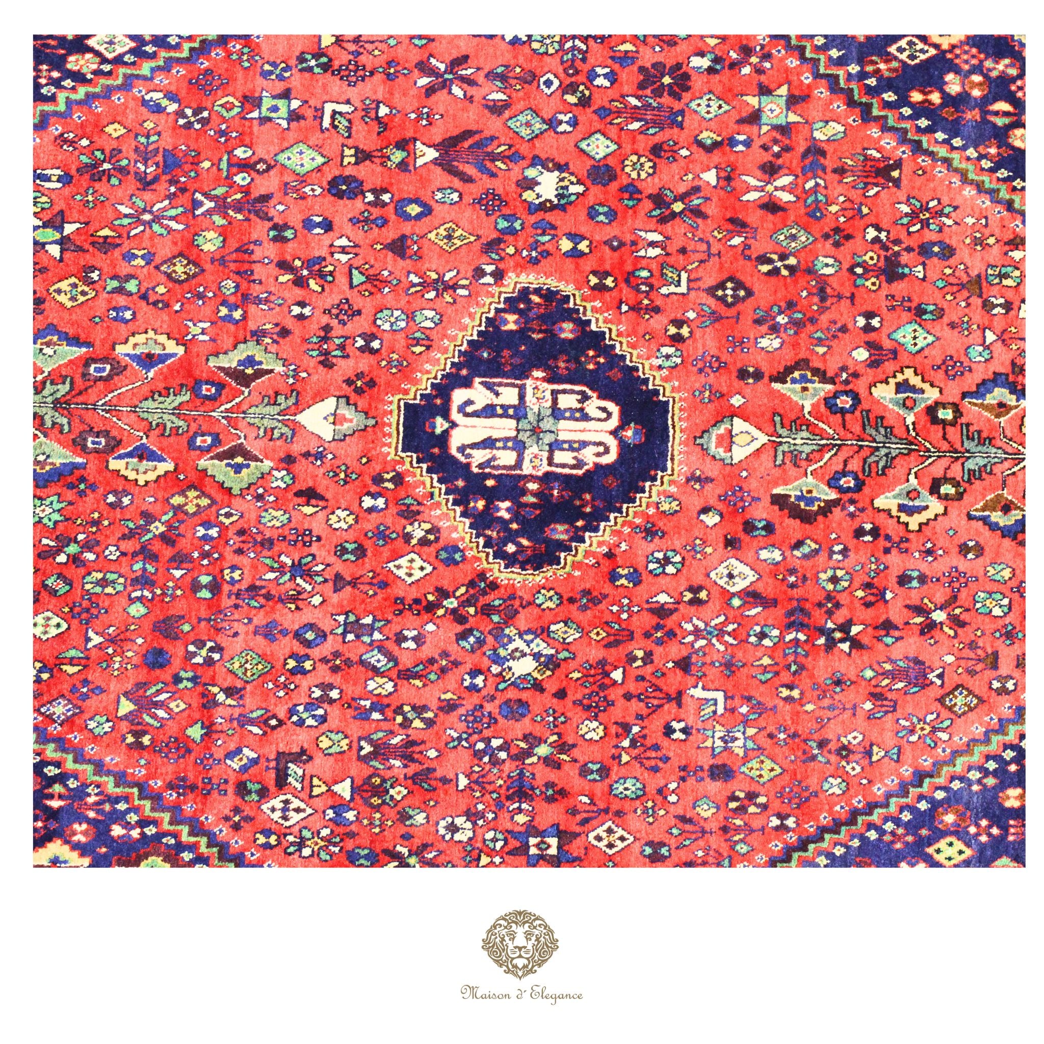 Alfombra persa Qashqai Shiraz Abadeh | Diseño geométrico tribal teñido con tintes naturales 160x263 cm