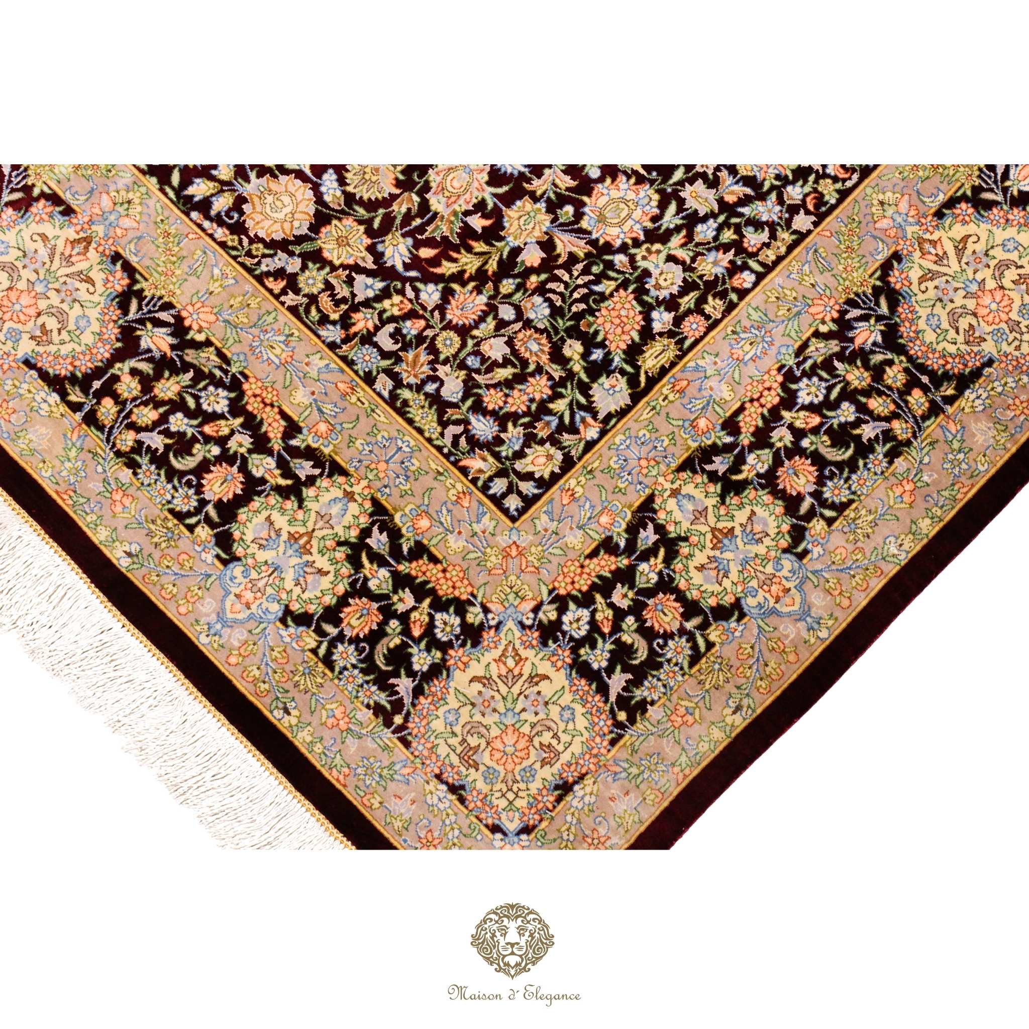 Pure Silk Persian Rug - Hand-Knotted Natural Dyed Masterpiece Signed