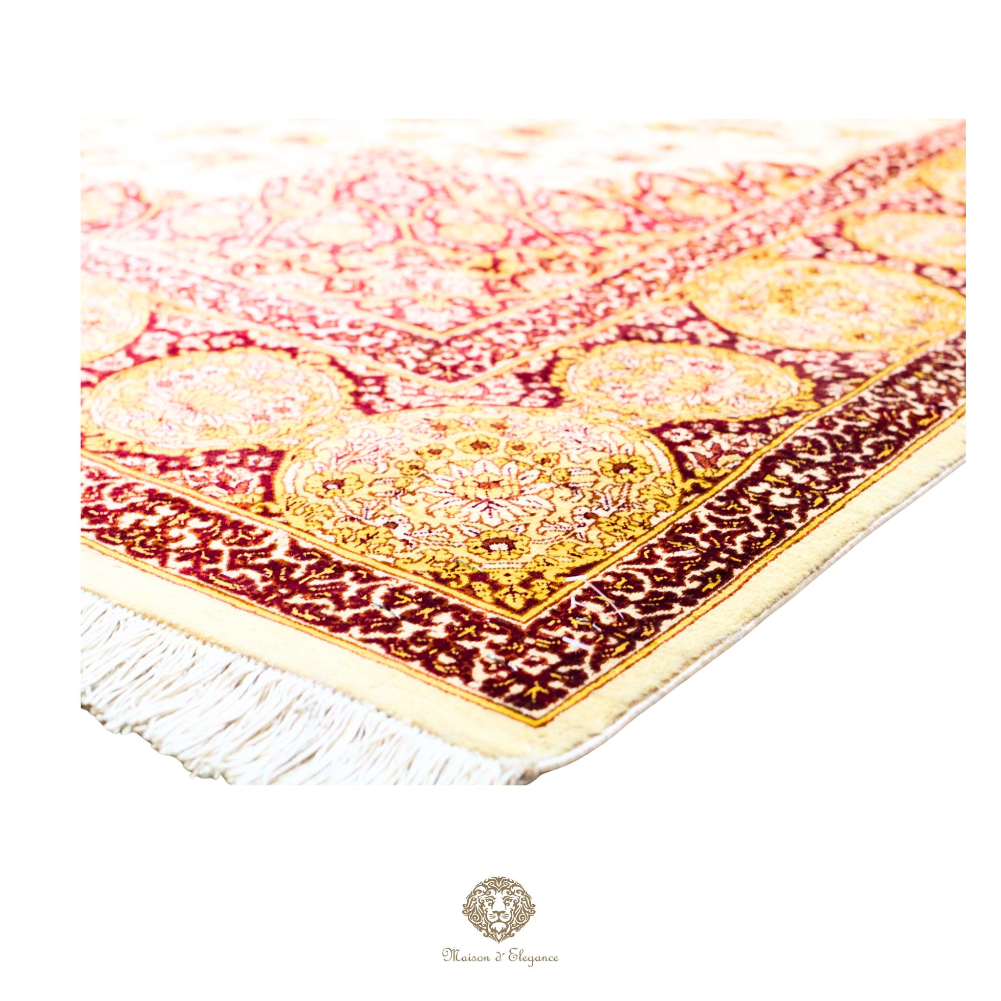 Alfombra persa exclusiva de seda pura, anudada a mano, teñida de forma natural | obra maestra de alta gama, firmada, 135 x 210 cm